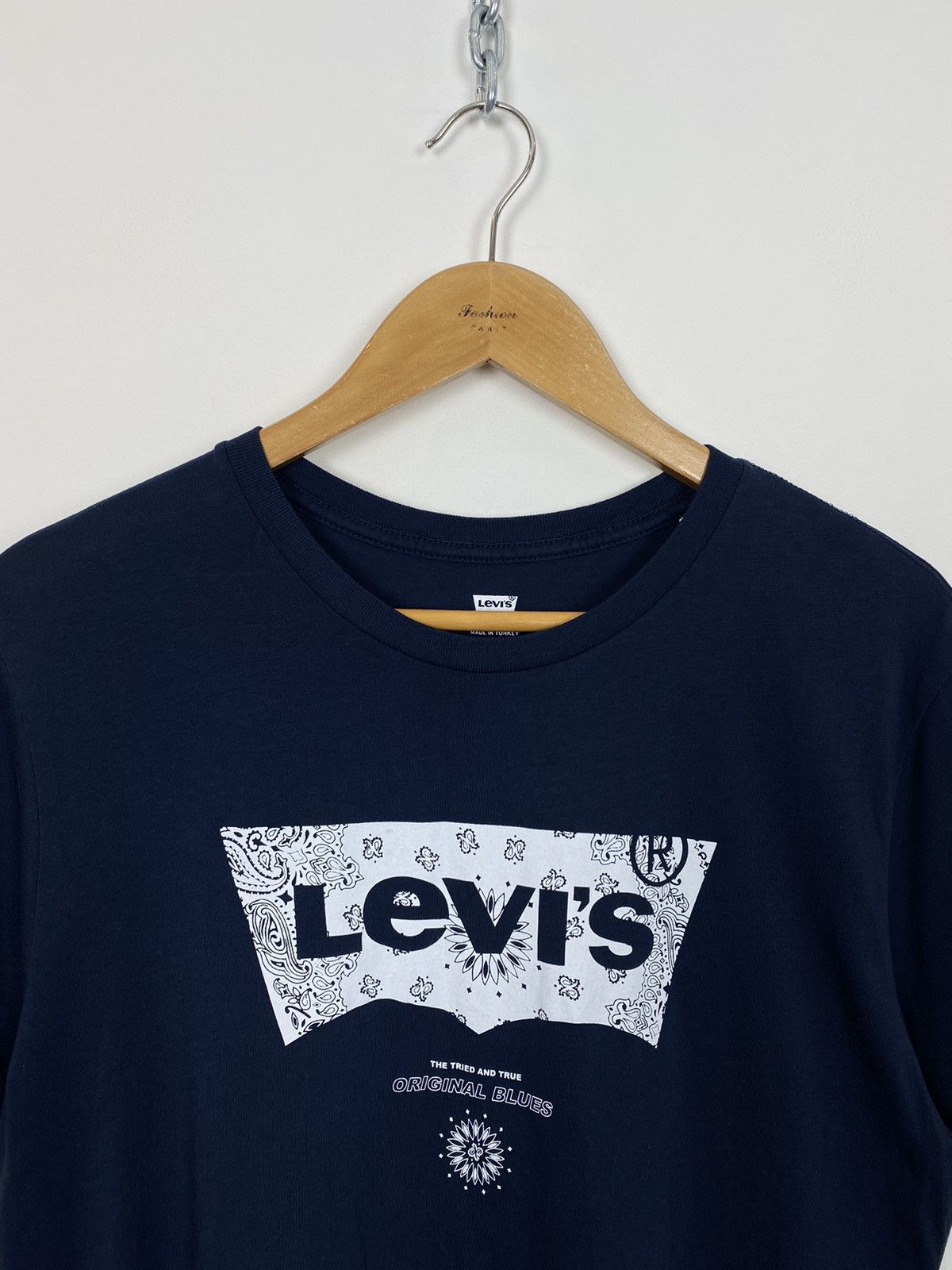 Levi's Levi’s Box Logo Paisley Blue T Shirt Size M Top Casual Blue Size US M / EU 48-50 / 2 - 2 Thumbnail
