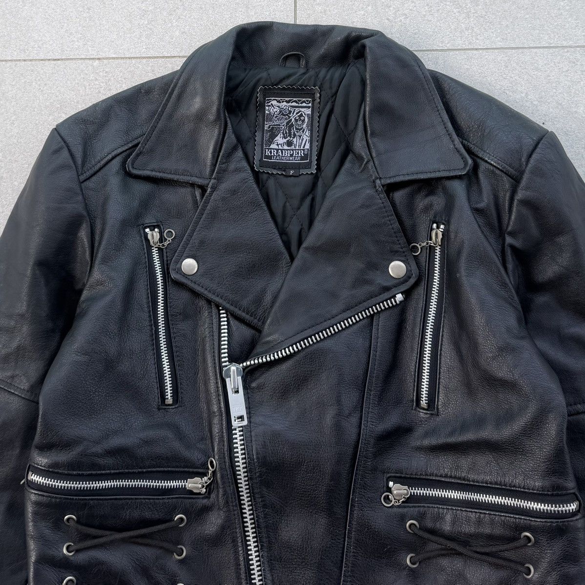 Japanese Brand Vintage KRABPER Genuine Leather Crop Biker Jacket Size M / US 6-8 / IT 42-44 - 3 Thumbnail