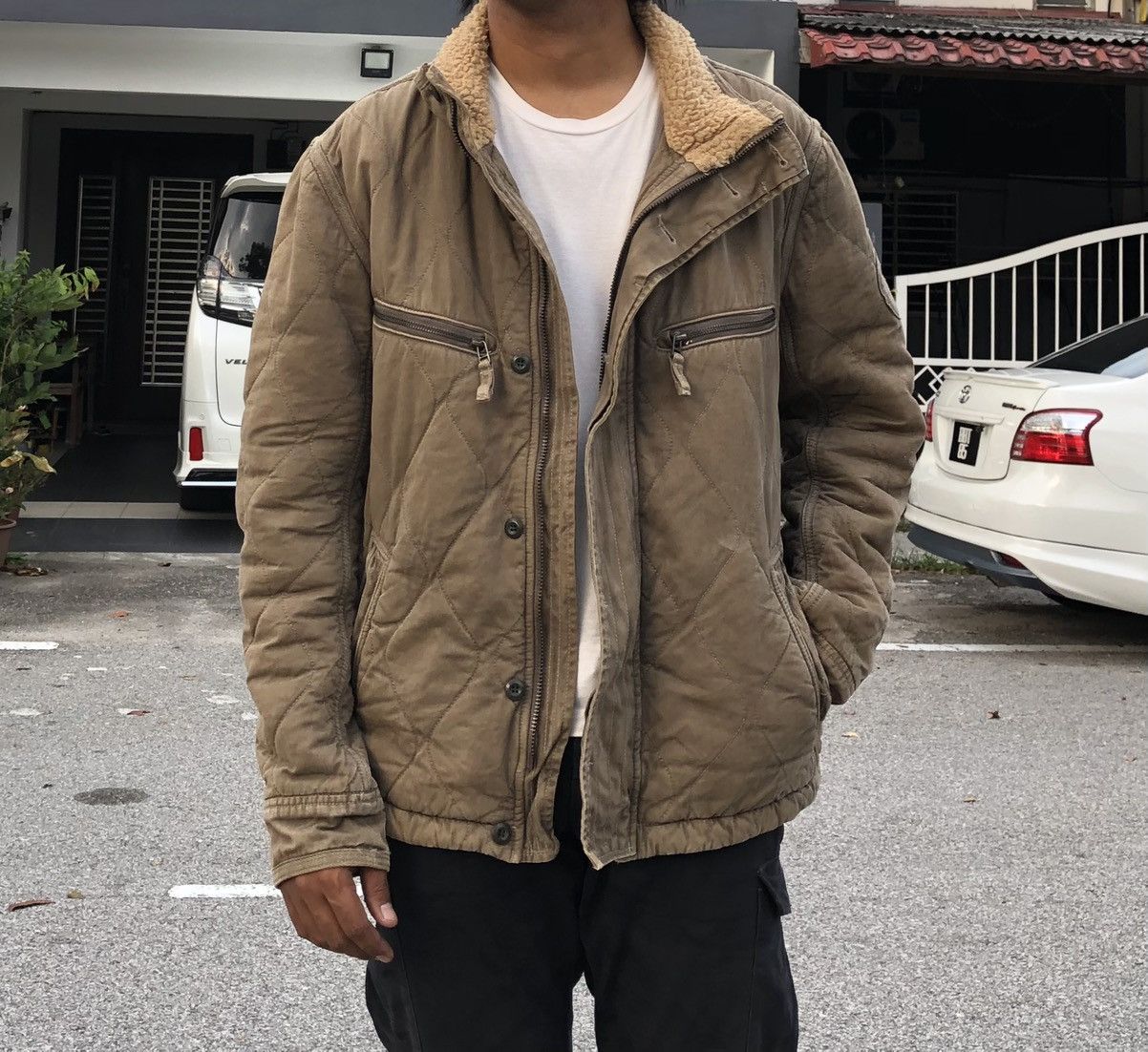 image of Avirex Military Lined Sherpa Jacket in Brown, Men's (Size Large)
