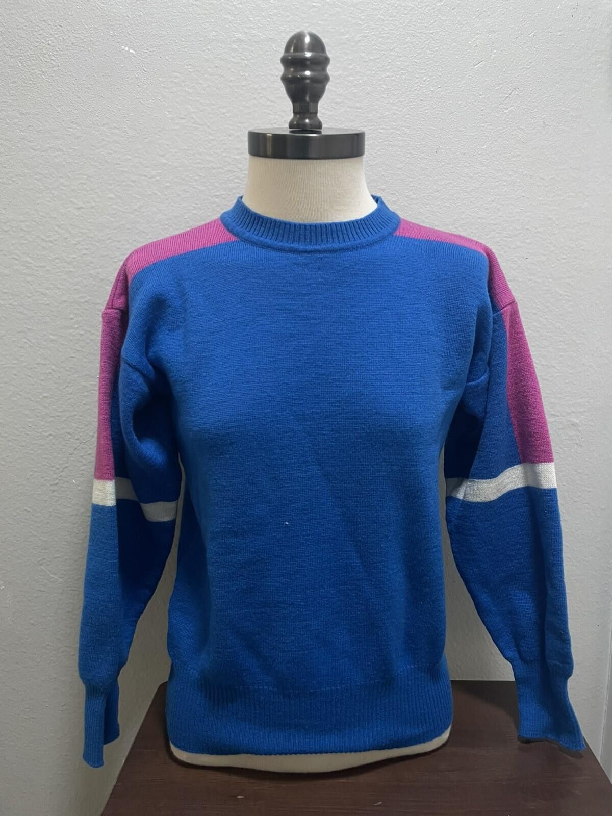 CB Sports Vintage CB SPORTS Blue Pink Women’s Sweater 100% Wool Sz M Size M / US 6-8 / IT 42-44 - 1 Thumbnail