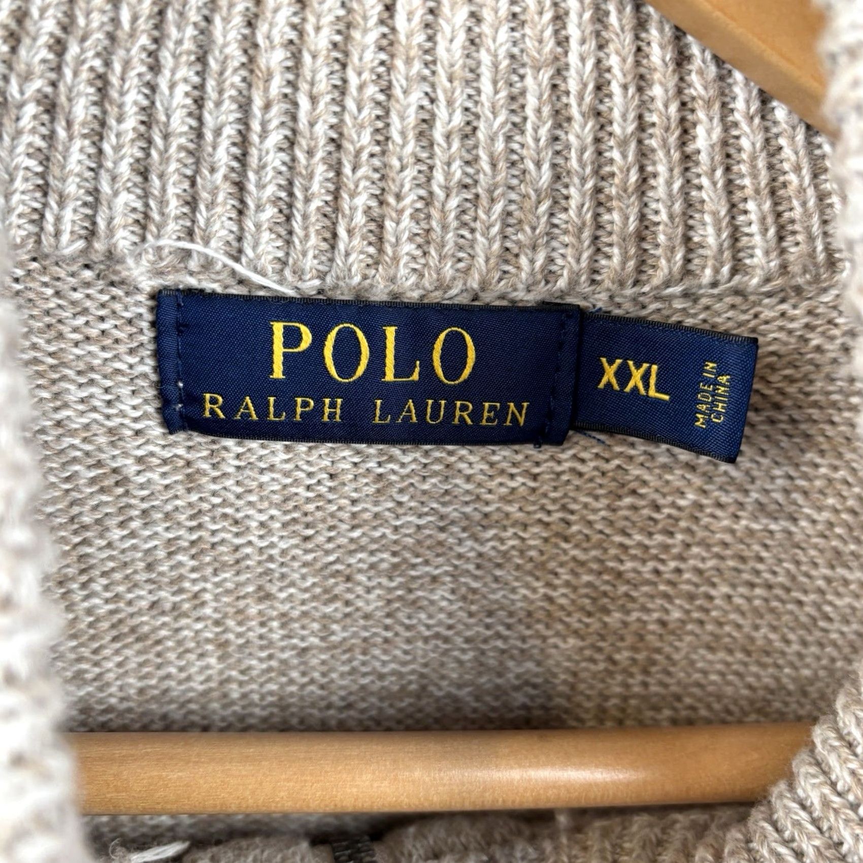 Polo Ralph Lauren Polo Ralph Lauren 1/4 Zip Sweater Mens 2XL Beige Logo Cotton Knit Pullover Mock Neck Adult Regular Size US XXL / EU 58 / 5 - 3 Thumbnail