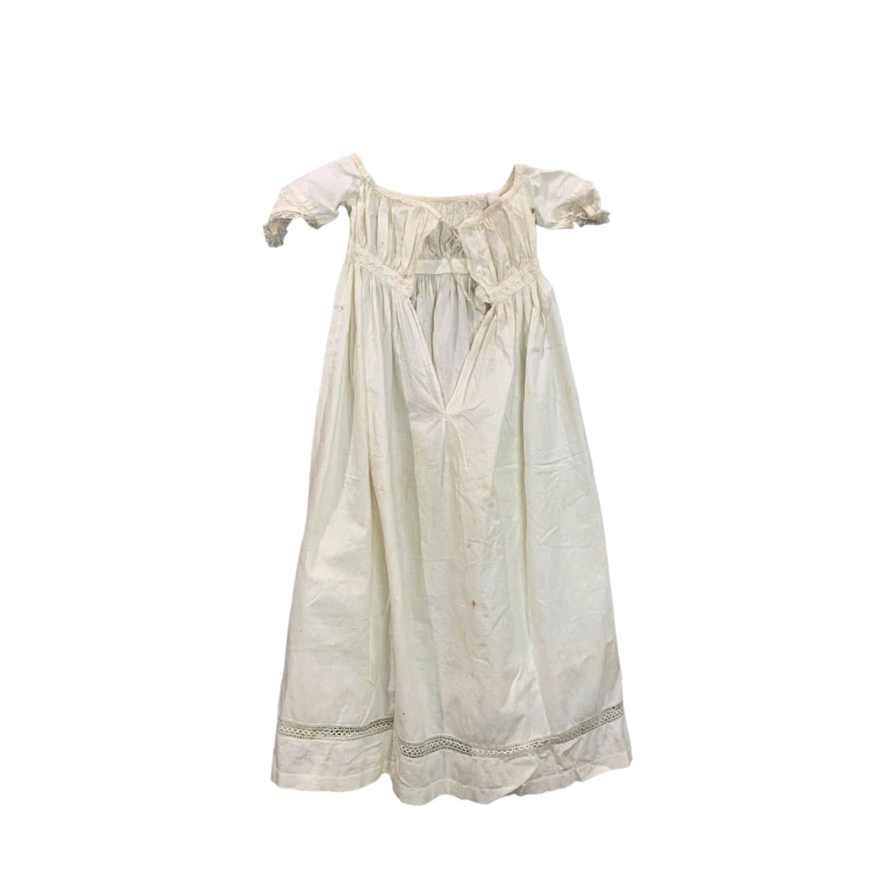 Vintage VINTAGE Victorian Girls Gown Eyelet Embroidery Lace Trim 1800s White Dress Girls Size ONE SIZE - 6 Thumbnail
