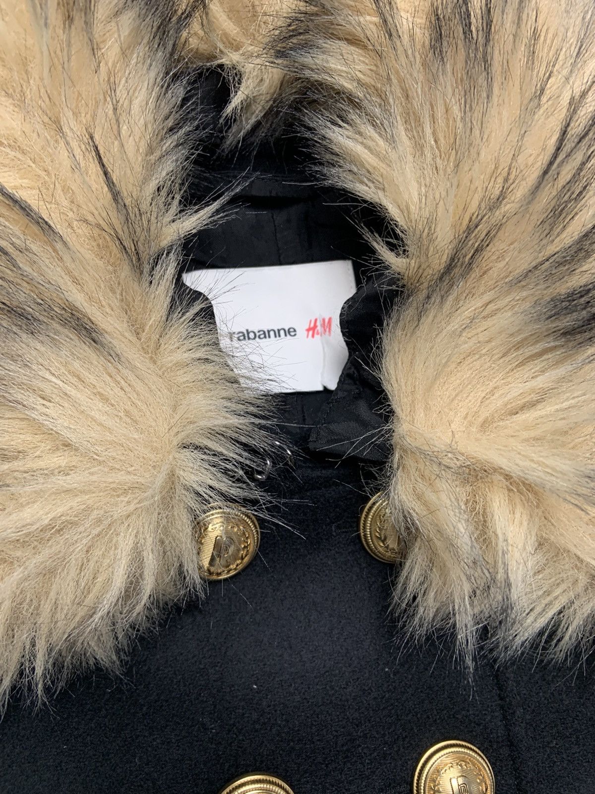 H&M × Paco Rabanne Rabanne H&M Fuzzy-detail Long Black Wool Coat Size Medium Size M / US 6-8 / IT 42-44 - 8 Thumbnail