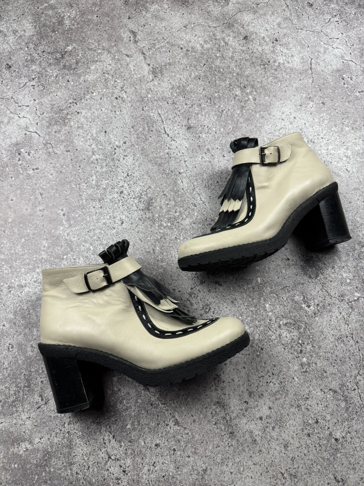 Japanese Brand Vintage Rick Owen’s Style Y2K Leather Fridge Heels Boots 00s Size US 8 / IT 38 - 2 Thumbnail