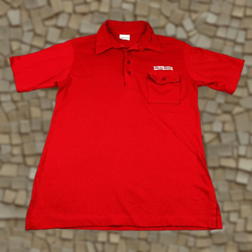Vintage VINTAGE King Louie Polo Shirt Adult SMALL Red 70s Mechanic Tire Shop Multi Mile Pocket Size US S / EU 44-46 / 1 - 1 Thumbnail