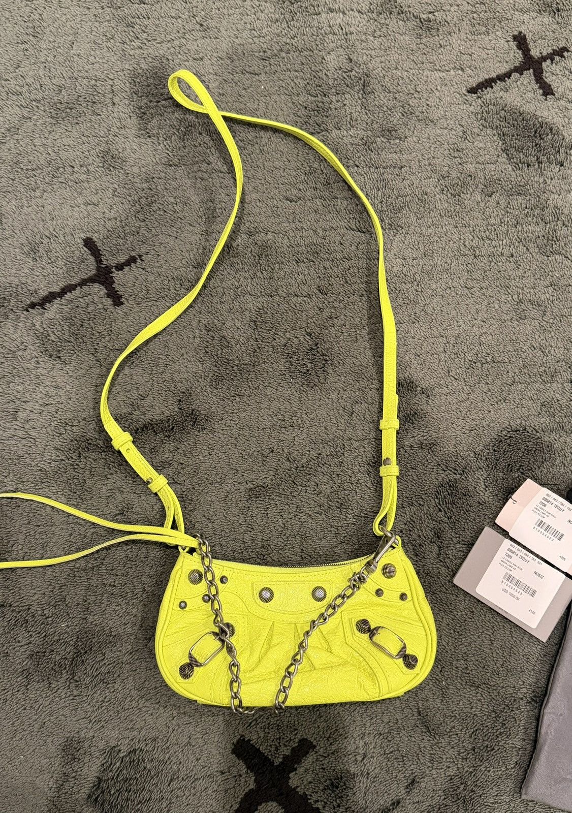 Balenciaga WOMEN'S LE CAGOLE MINI BAG WITH CHAIN IN FLUO YELLOW Size ONE SIZE - 11 Thumbnail