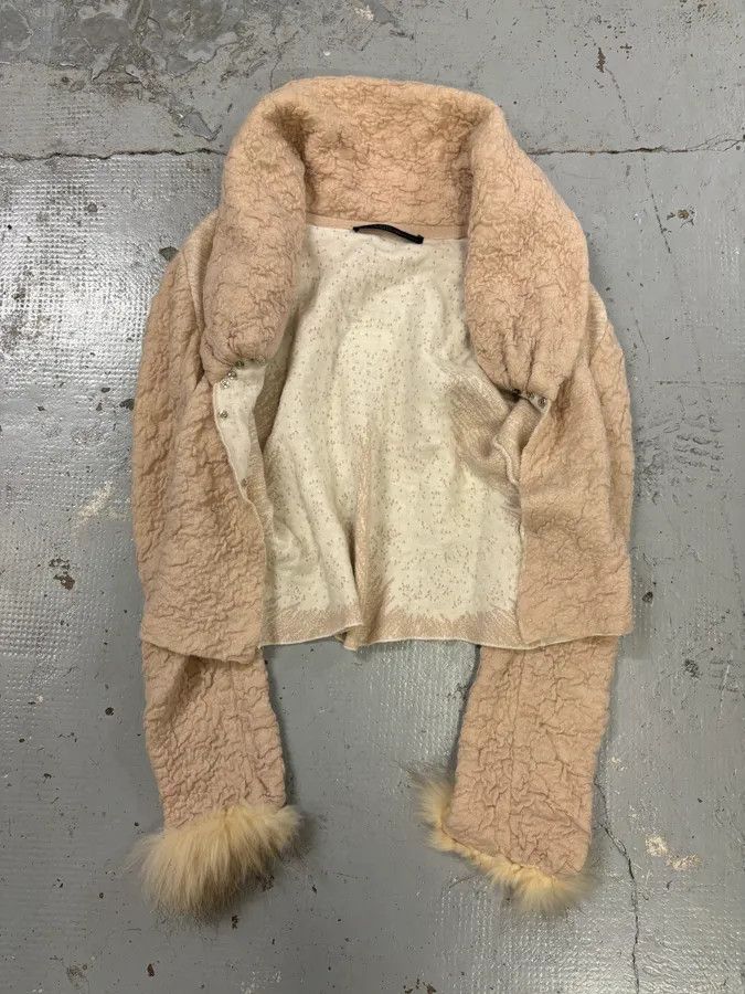 Roberto Cavalli Roberto Cavalli Class Beige Wool Mohair Cropped Cardigan Size M / US 6-8 / IT 42-44 - 8 Thumbnail