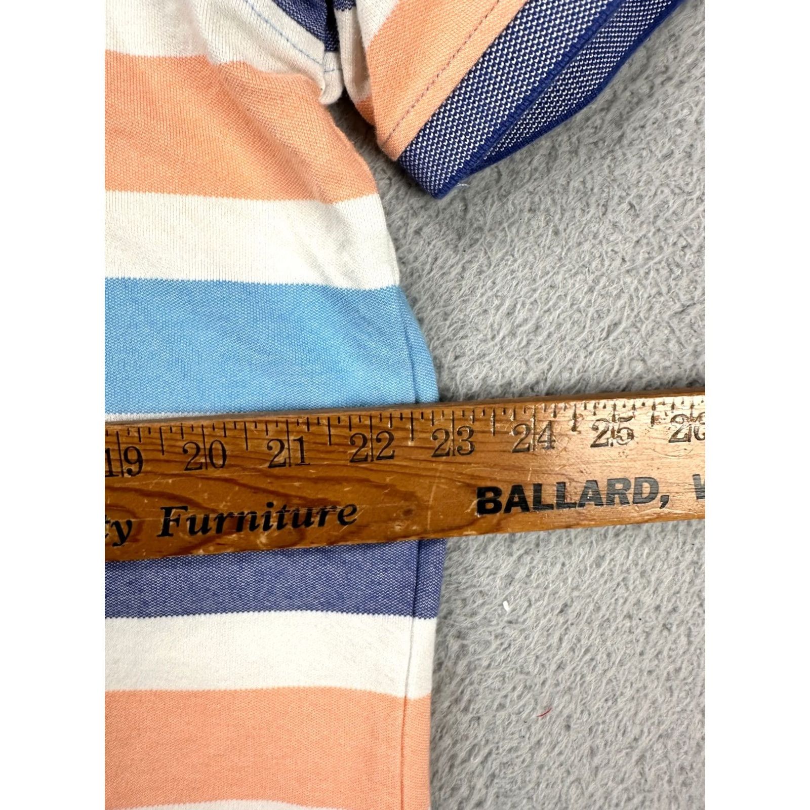 Izod Izod The Advantage Polo Shirt Mens XL Orange Blue Stripe Short Sleeve Golf Rugby Casual Outdoor Walking Comfort Size US XL / EU 56 / 4 - 7 Thumbnail