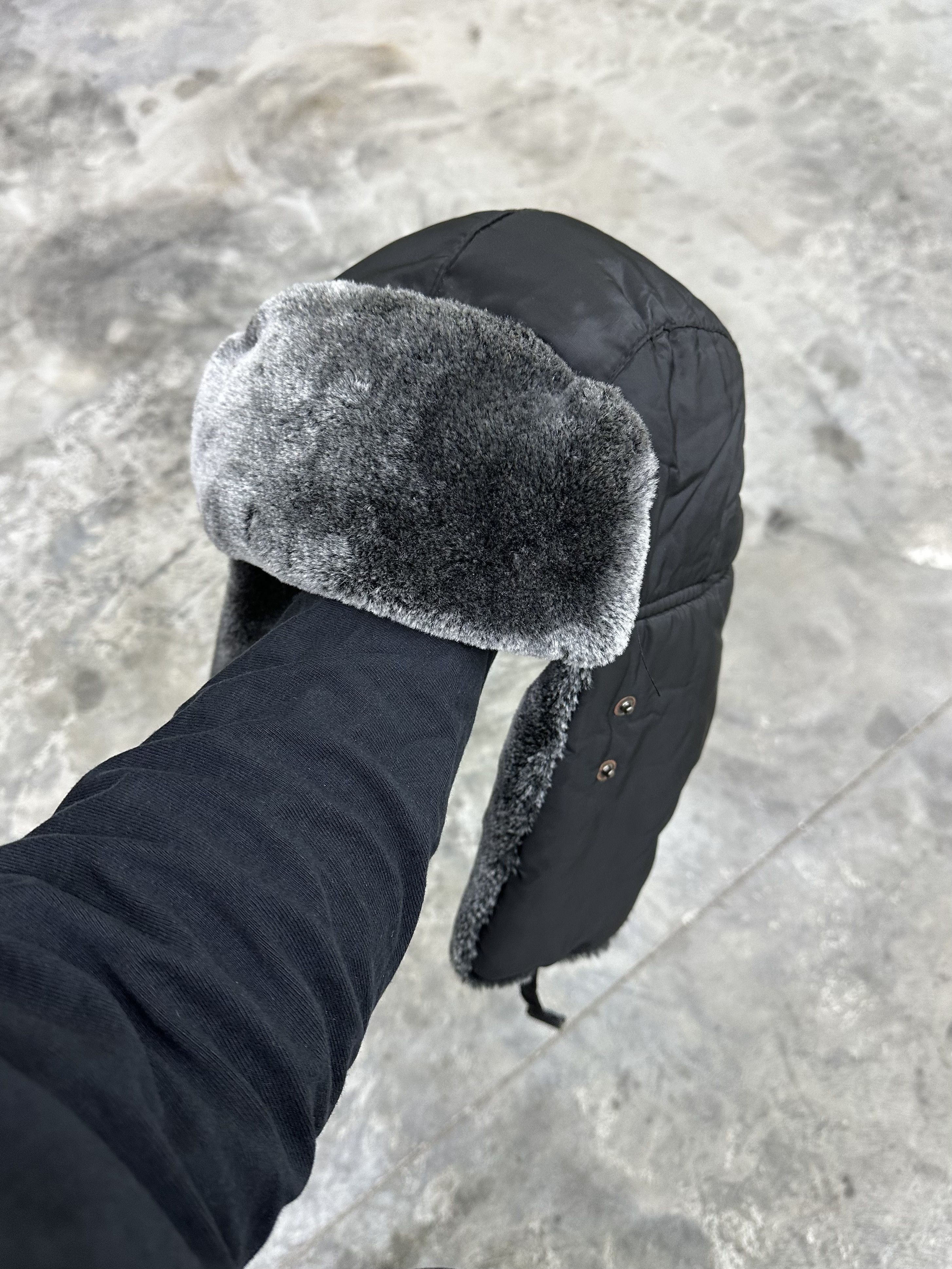 Japanese Brand Y2K Black Quilted Faux Fur Ushanka Essential Size ONE SIZE - 1 Thumbnail