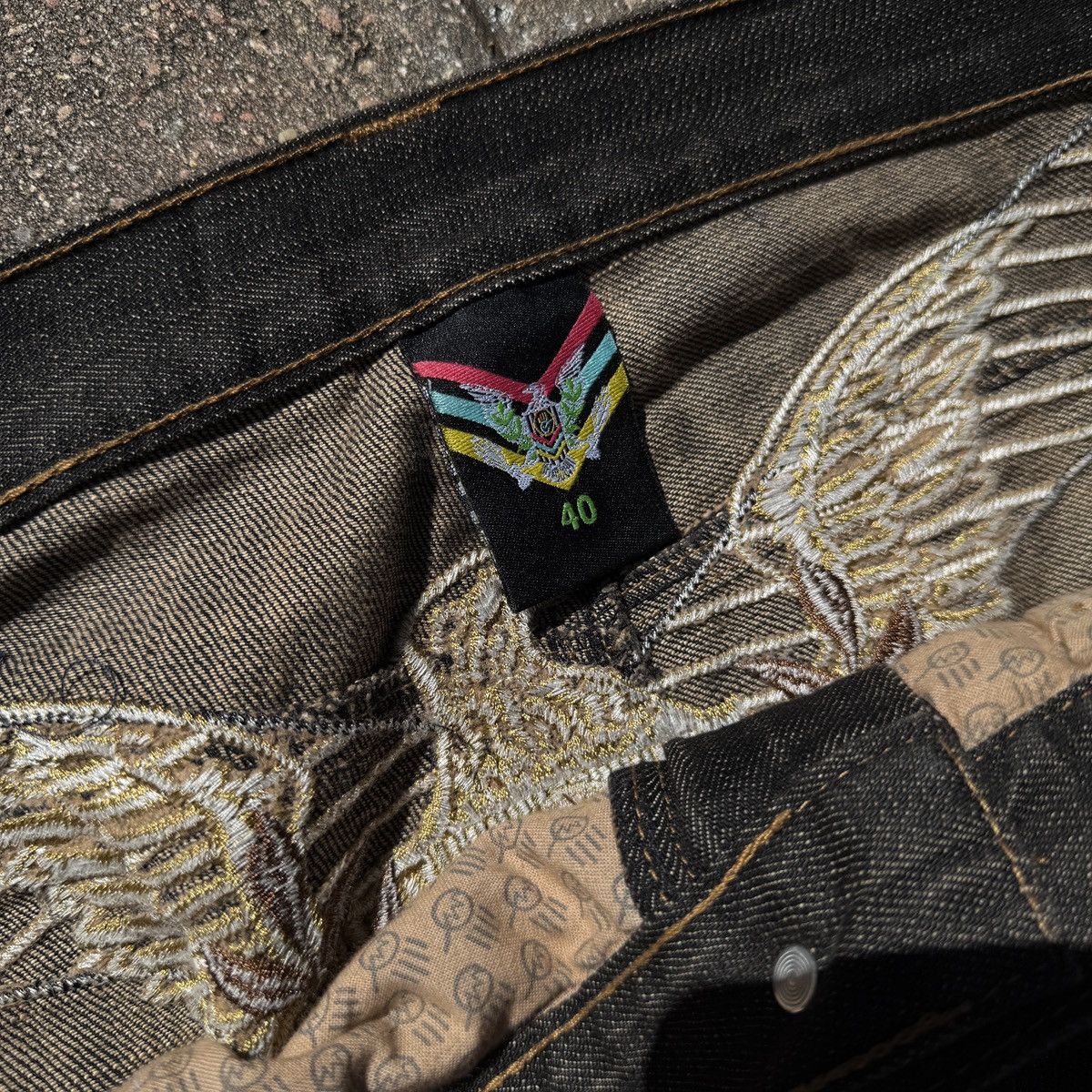 Southpole Y2K Baggy Miskeen Embroidered and Studded Black Denim Jeans Size US 40 / EU 56 - 3 Thumbnail
