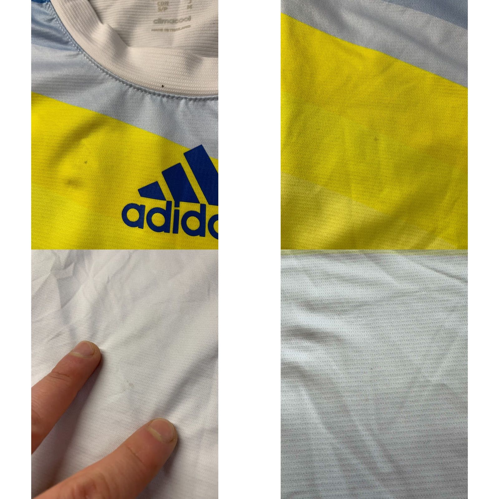 Adidas ADIDAS PERFORMANCE SHIRT Men Short Sleeve T-Shirt 2012 Base Training Running 100% Polyester White Blue Yellow XS? Size US S / EU 44-46 / 1 - 8 Thumbnail