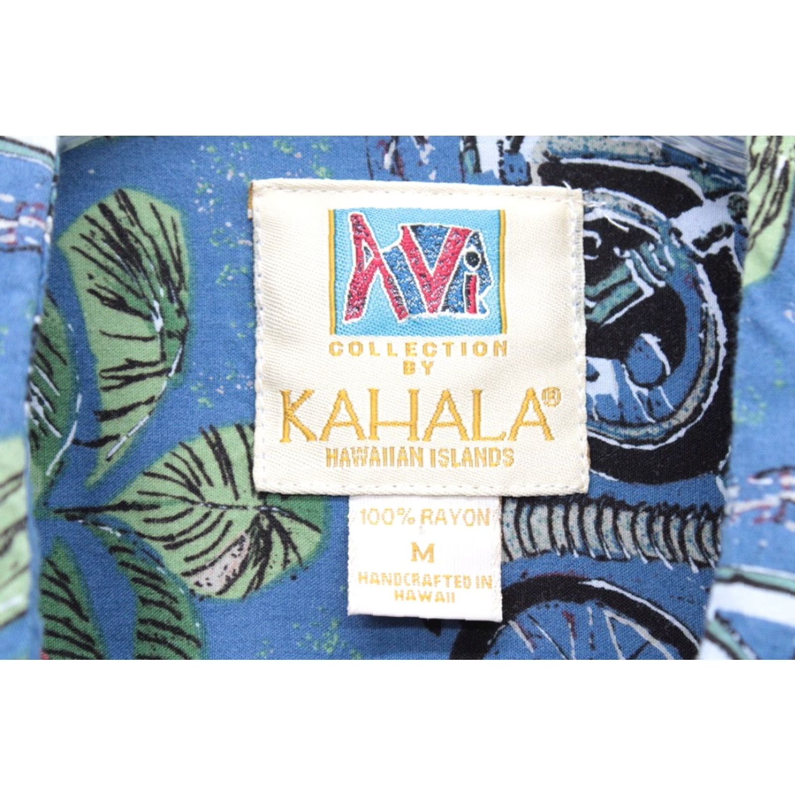 Vintage Kahala Shirt AVI Hawaiian Biker Motorcycle Palm Trees Paradise Tropical VTG USA Medium Blue Men's Size US M / EU 48-50 / 2 - 6 Thumbnail