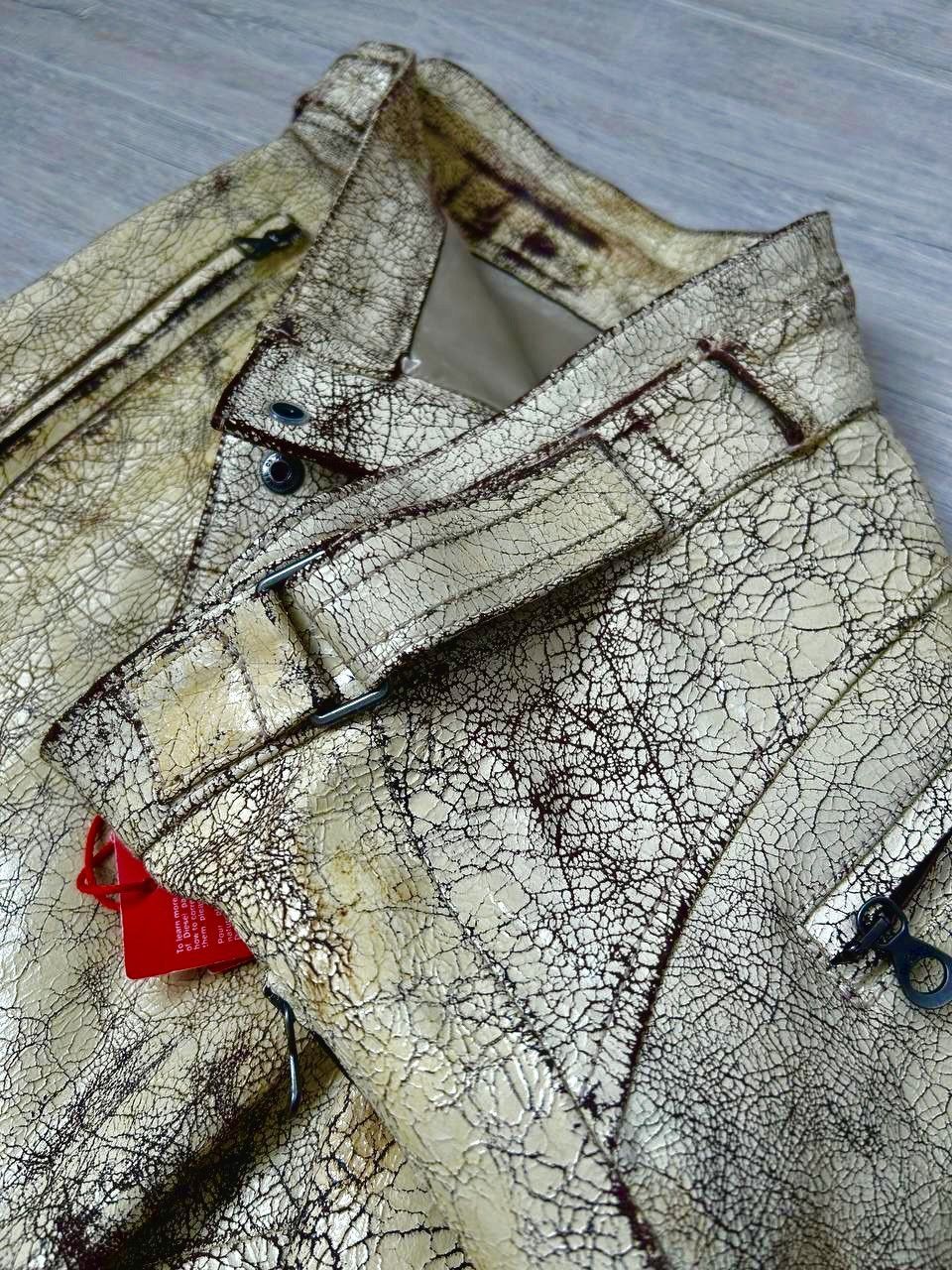 Diesel DIESEL P-ALAN CRACKED GOLD COATED DISTRESSED LEATHER PANTS Size US 36 / EU 52 - 6 Thumbnail
