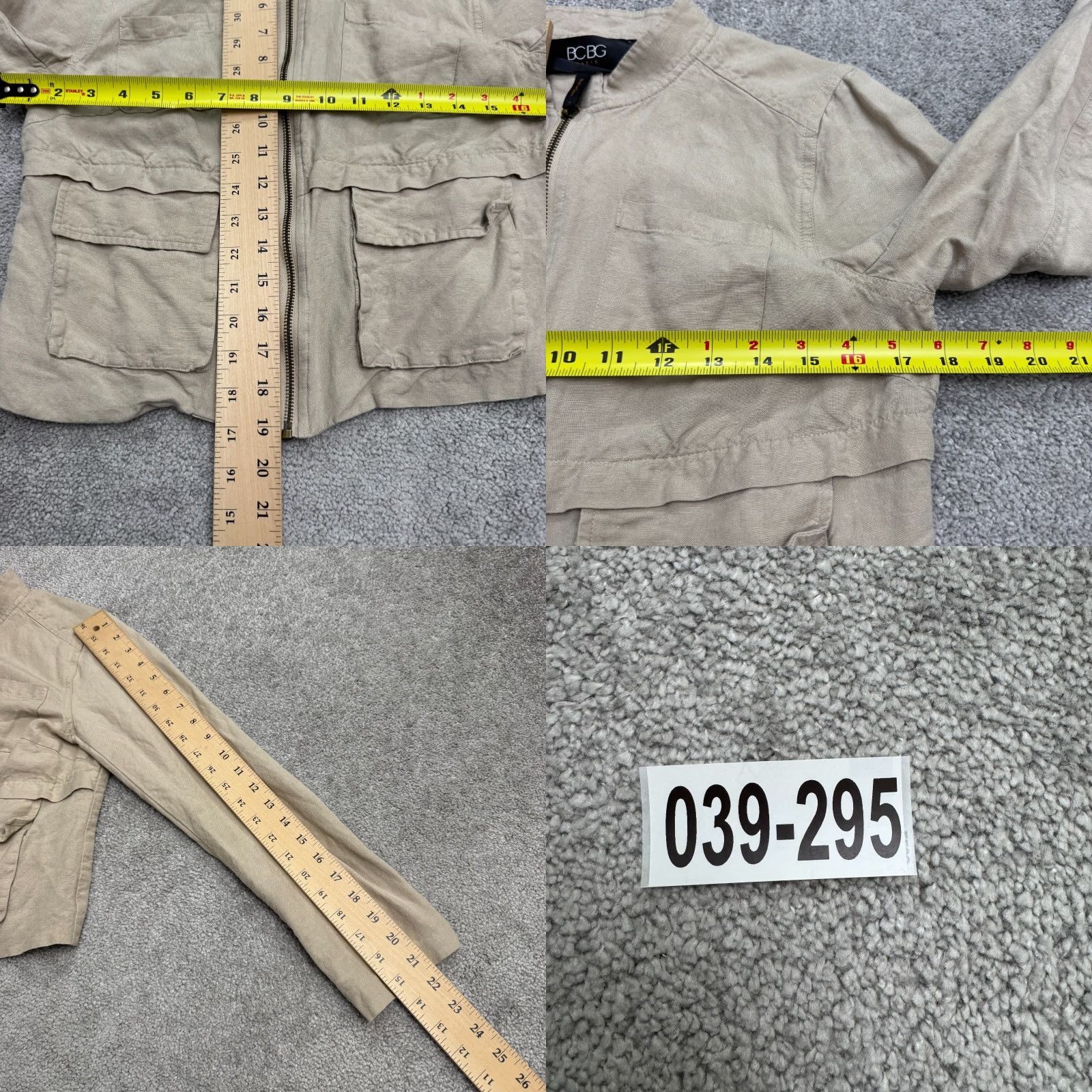 Vintage VINTAGEBGB Paris Utility Linen Blend Full Zip Jacket Women 6 Tan Pocket Casual Outdoor Size M / US 6-8 / IT 42-44 - 8 Thumbnail