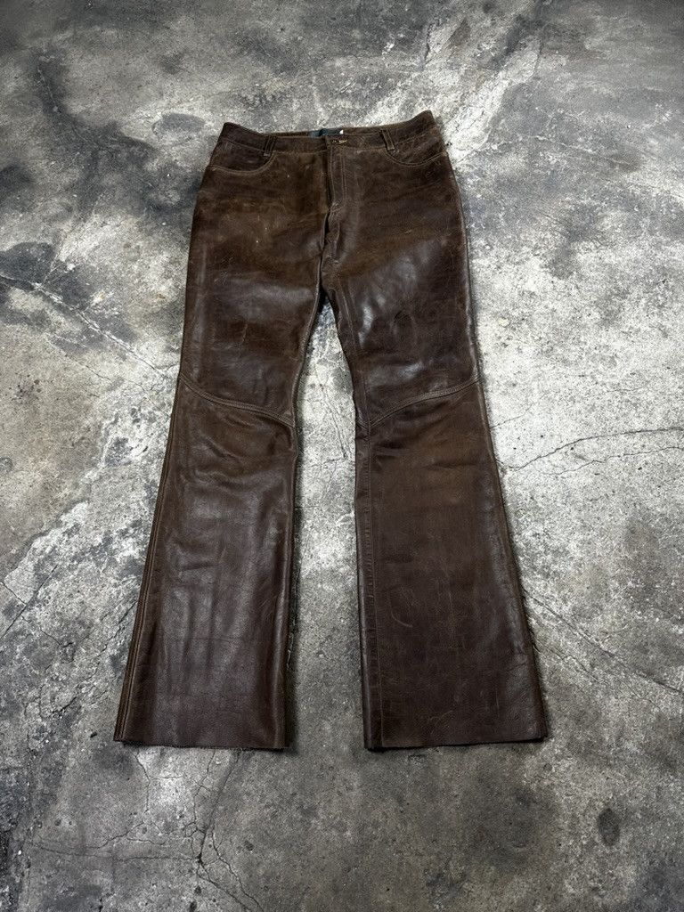 Vintage Vintage Y2k Leather Flaired Bootcut Pants 2000s 00s Size US 32 / EU 48 - 1 Thumbnail