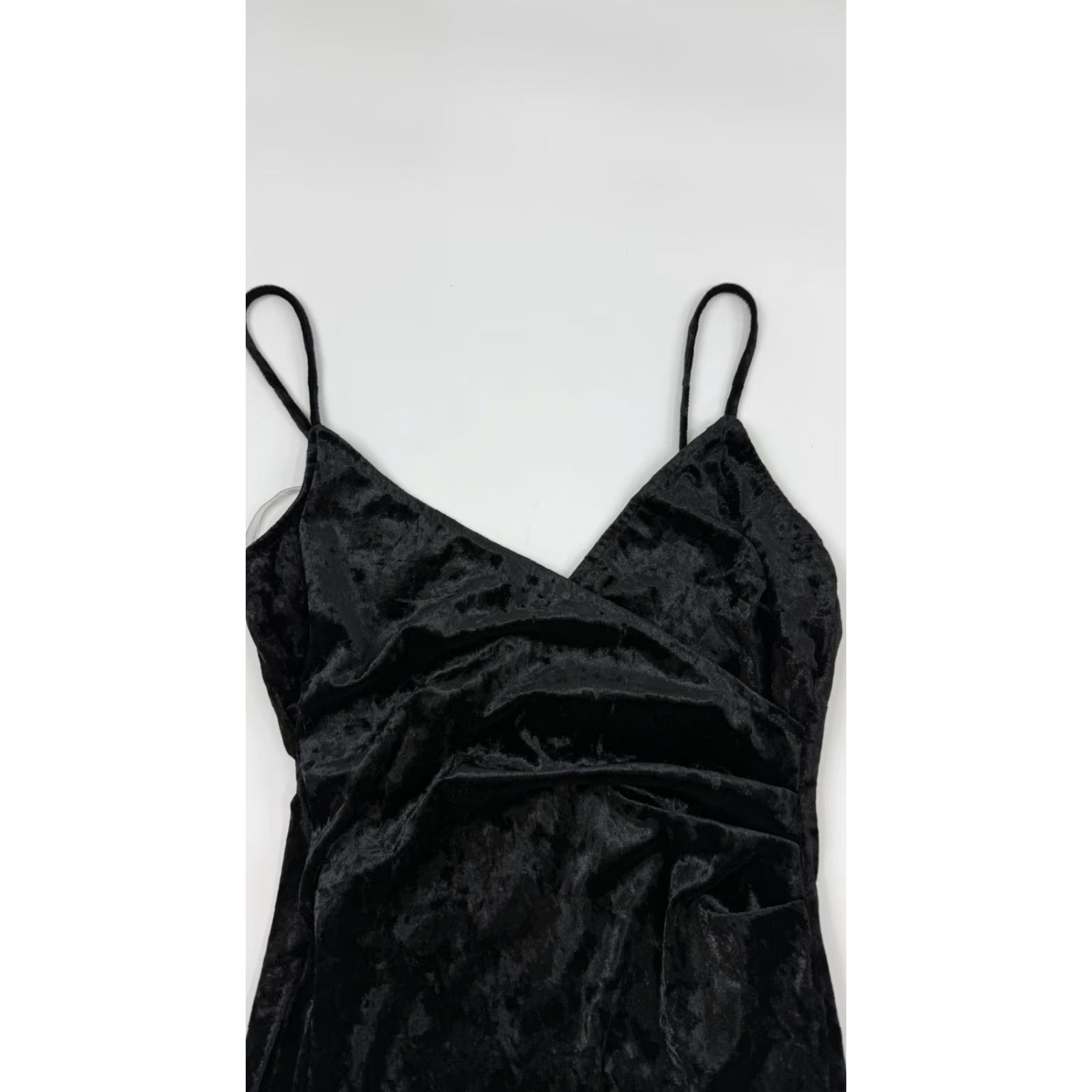 Velvet VINTAGE The Vintage Shop Dress Womens Medium Black Velvet Bodycon Asymmetrical Hem Size M / US 6-8 / IT 42-44 - 3 Thumbnail
