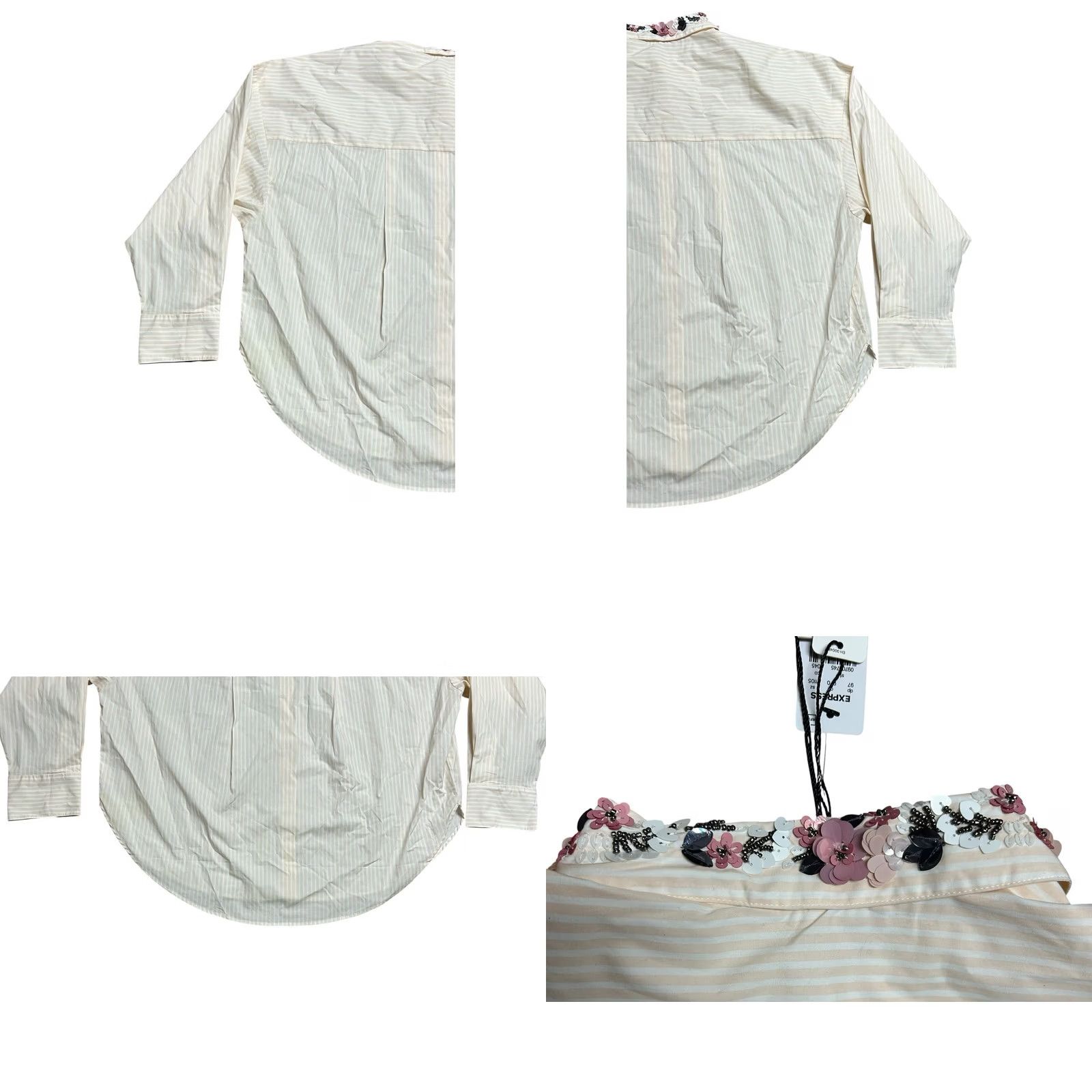 Express NWT Express Oversized Pink Stripe Button Down W/Floral Collar Detail Sz Medium Size M / US 6-8 / IT 42-44 - 9 Thumbnail