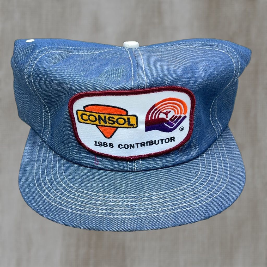 Coal VINTAGE American Legend Denim Trucker Hat Cap 80s Blue USA Coal Mining Patch Adjustable Mens Size ONE SIZE - 1 Thumbnail