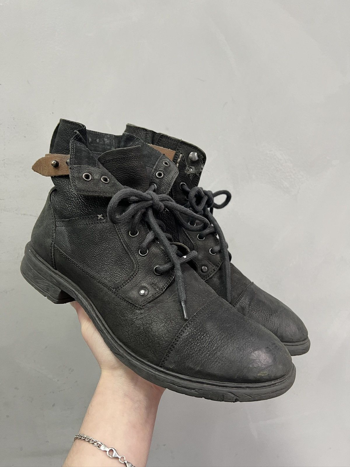 Hedi Slimane Hedi Slimane style leather ankle combat boots y2k Size US 8 / EU 41 - 2 Thumbnail