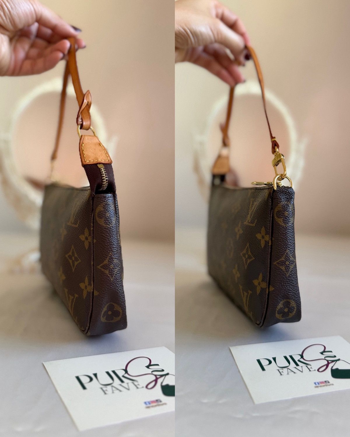 Louis Vuitton Authentic LOUIS VUITTON Pochette Brown Canvas Shoulder Bag Size ONE SIZE - 8 Thumbnail