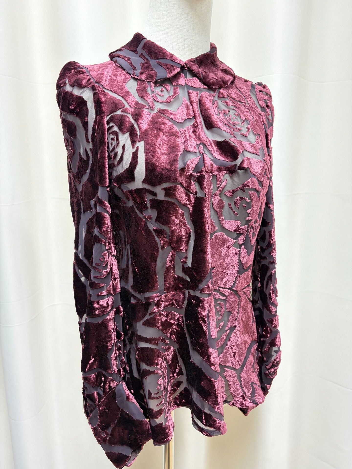 Junya Watanabe burgundy velvet backless blouse Size S / US 4 / IT 40 - 1 Thumbnail