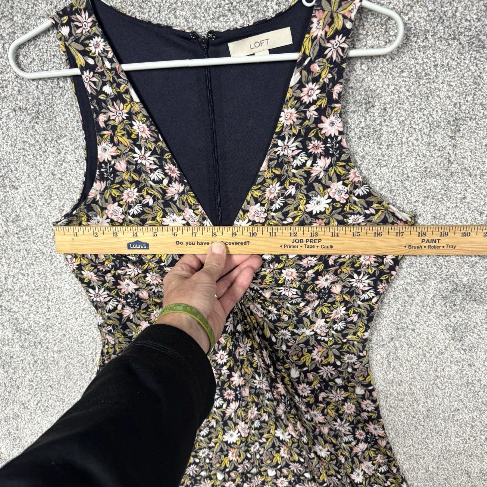 Loft LOFT Dress 8 Wildflower Floral Sleeveless V-Neck A-Line Knit/Polished Bohemian Multicolor Knee Length Zipper Casual Party/Cocktail/Moto Travel Womens Size M / US 6-8 / IT 42-44 - 2 Thumbnail