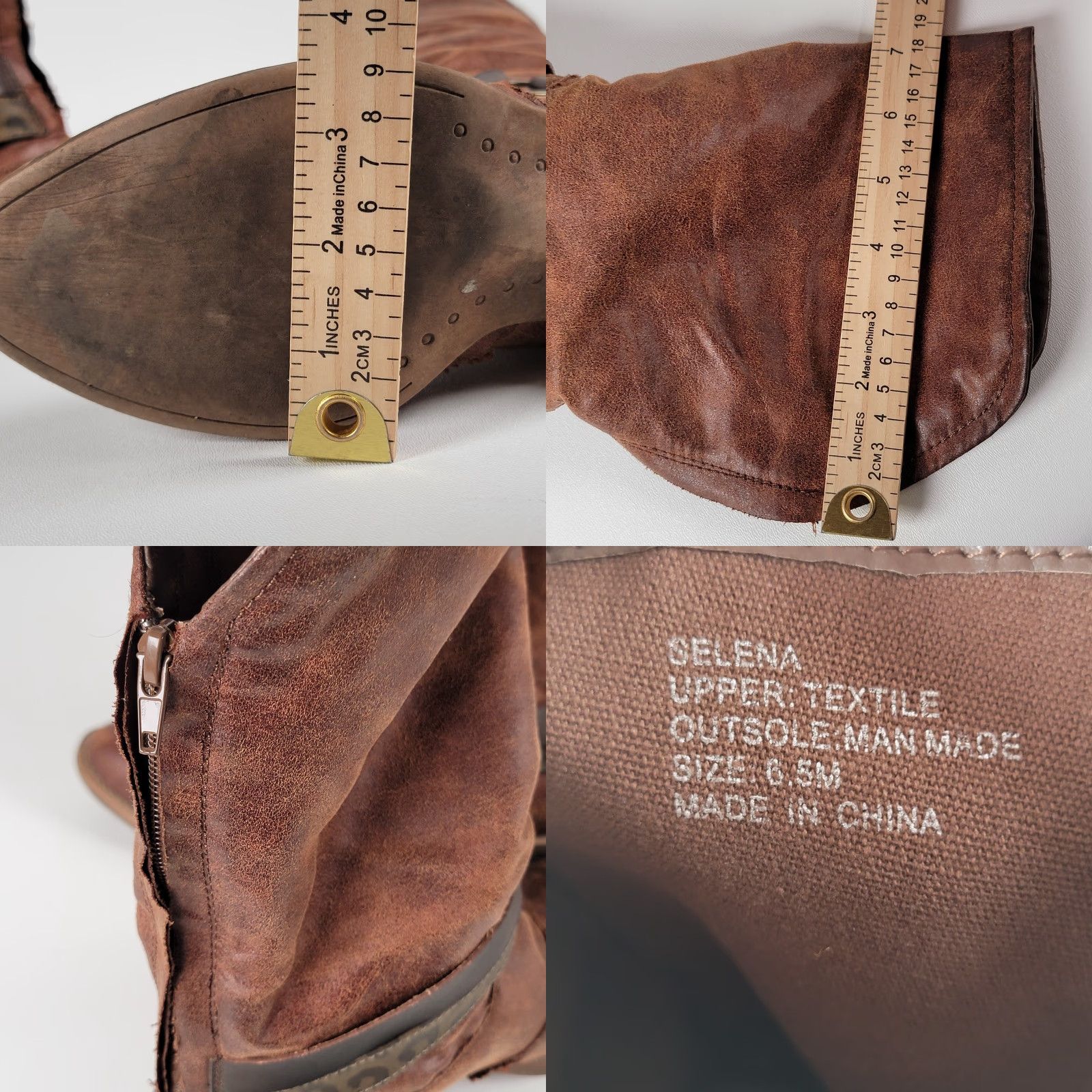BKE BKE Sole Boots Women Riding Boot Brown FauxLeather Size 8.5 Ankle Zip Southwest Studded Round Toe Casual Size US 9 / IT 39 - 9 Thumbnail