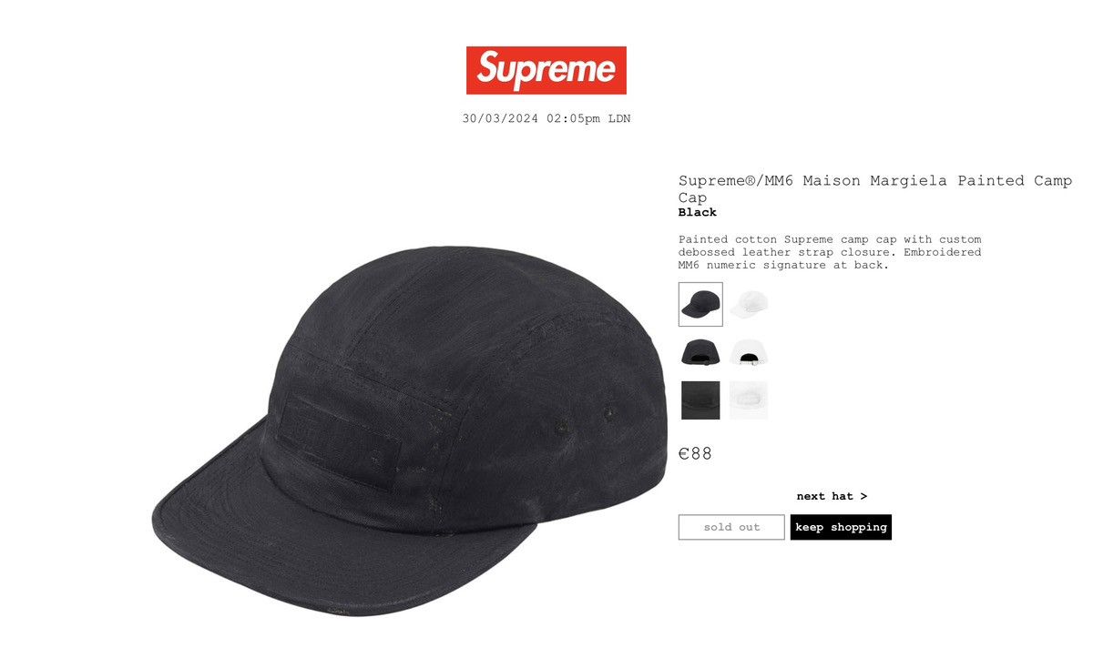 Supreme Supreme®/MM6 Maison Margiela Painted Camp Cap (Black ...