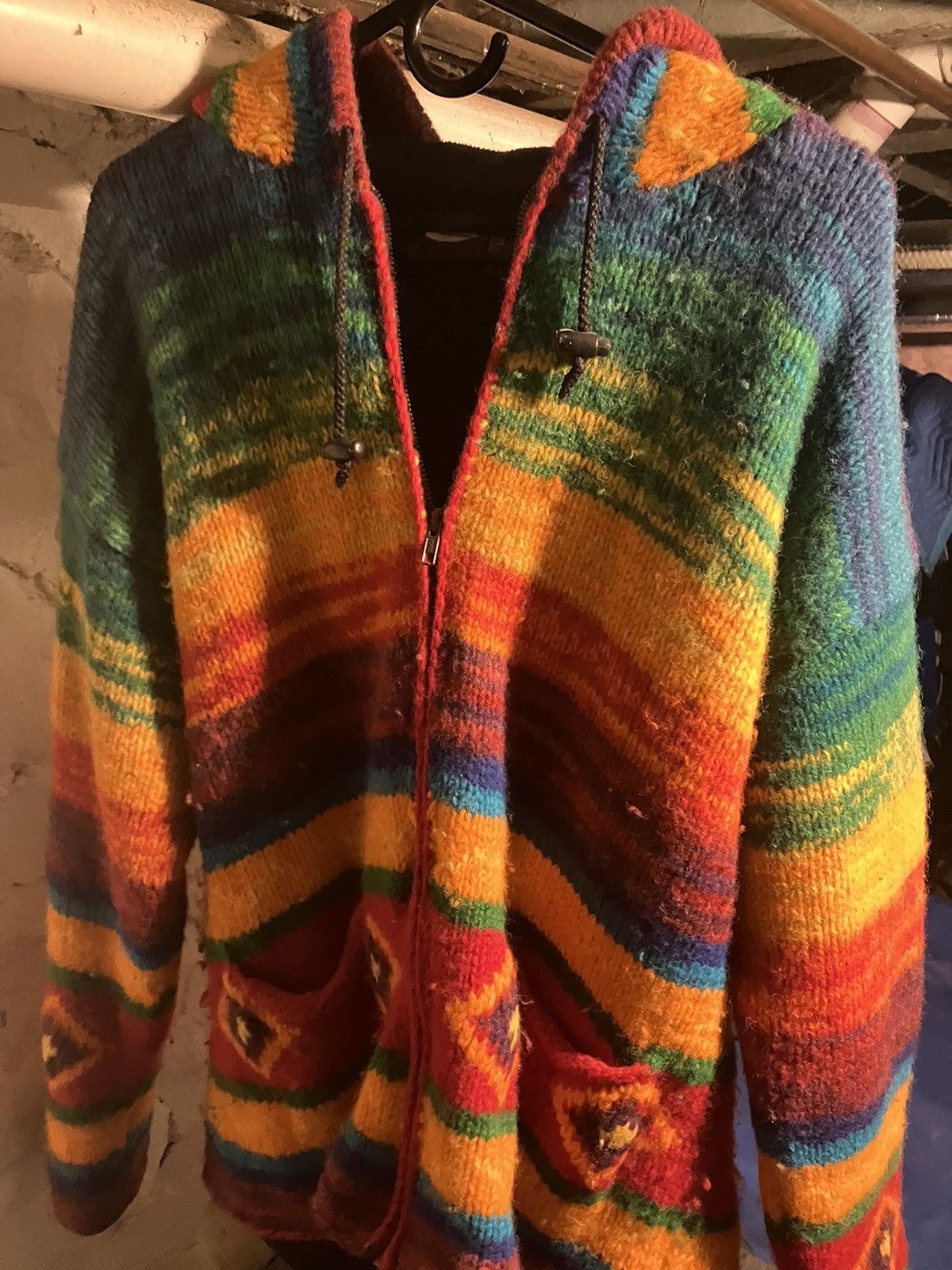 image of Jimi Hendrix x Vintage Genash Himal Wool Rasta Hippie Full Zip Hoodie Size Xl, Men's