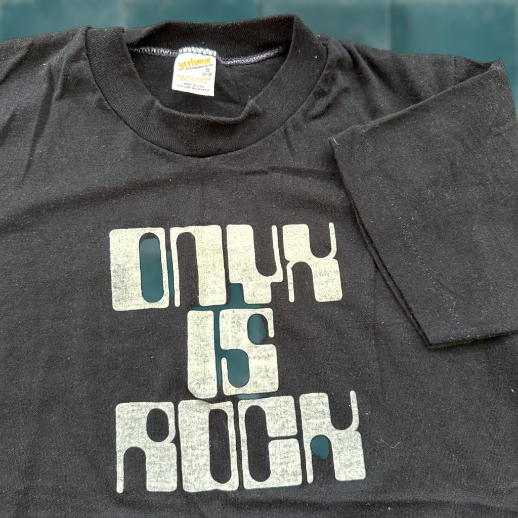 Vintage VINTAGE ONYX is Rock T-Shirt 1970s Heavy Metal Funny Humor 70s Stones Mens S Black Crew Neck Short Sleeve Graphic Print Regular Vintage Size US S / EU 44-46 / 1 - 1 Thumbnail