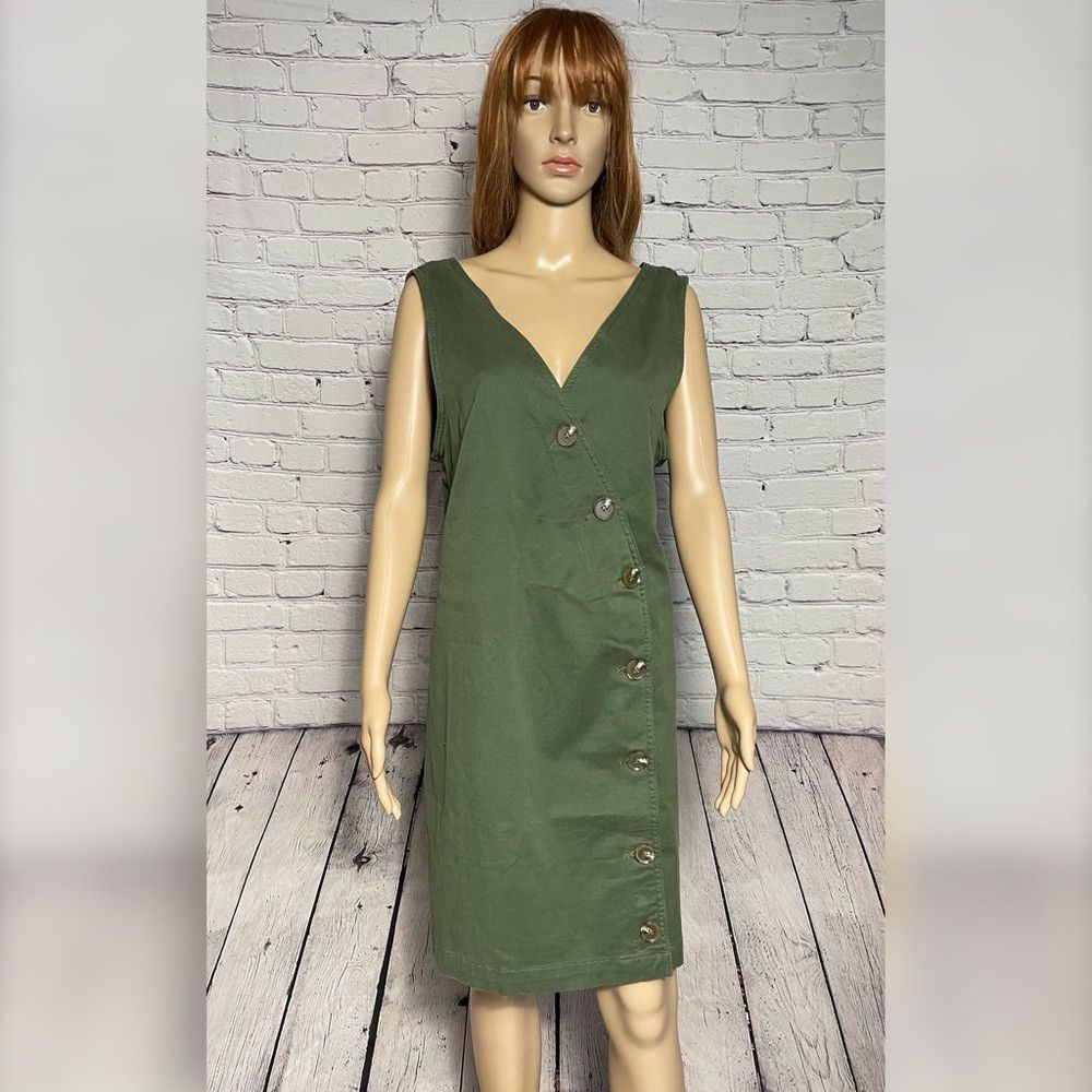Other NWT New Warp + Weft Button Front Green Dress Size 1X Size XL / US 12-14 / IT 48-50 - 2 Thumbnail