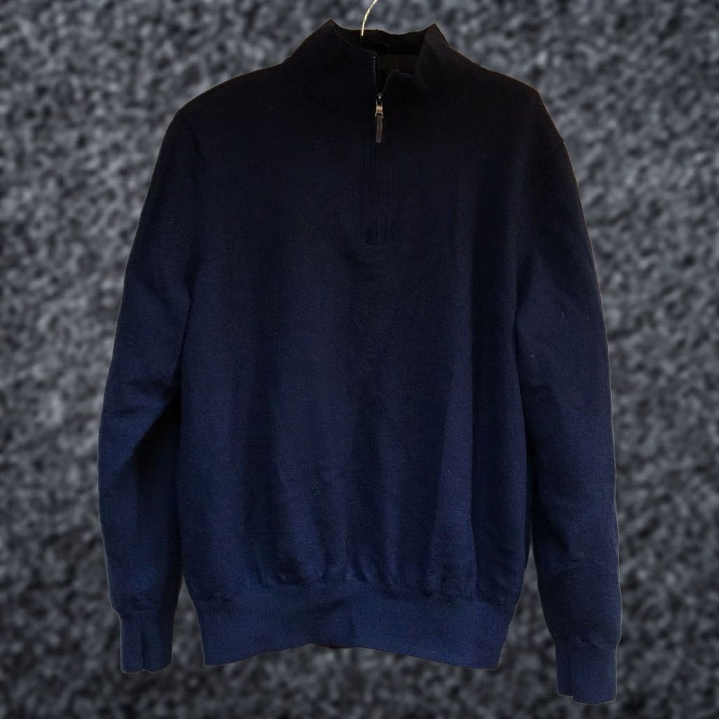 Vintage Fairway & Greene Mens Sweater Long Sleeve 1/4 Zip Blue Wool Classic Golf Pullover Large Regular Mens Size US L / EU 52-54 / 3 - 1 Thumbnail
