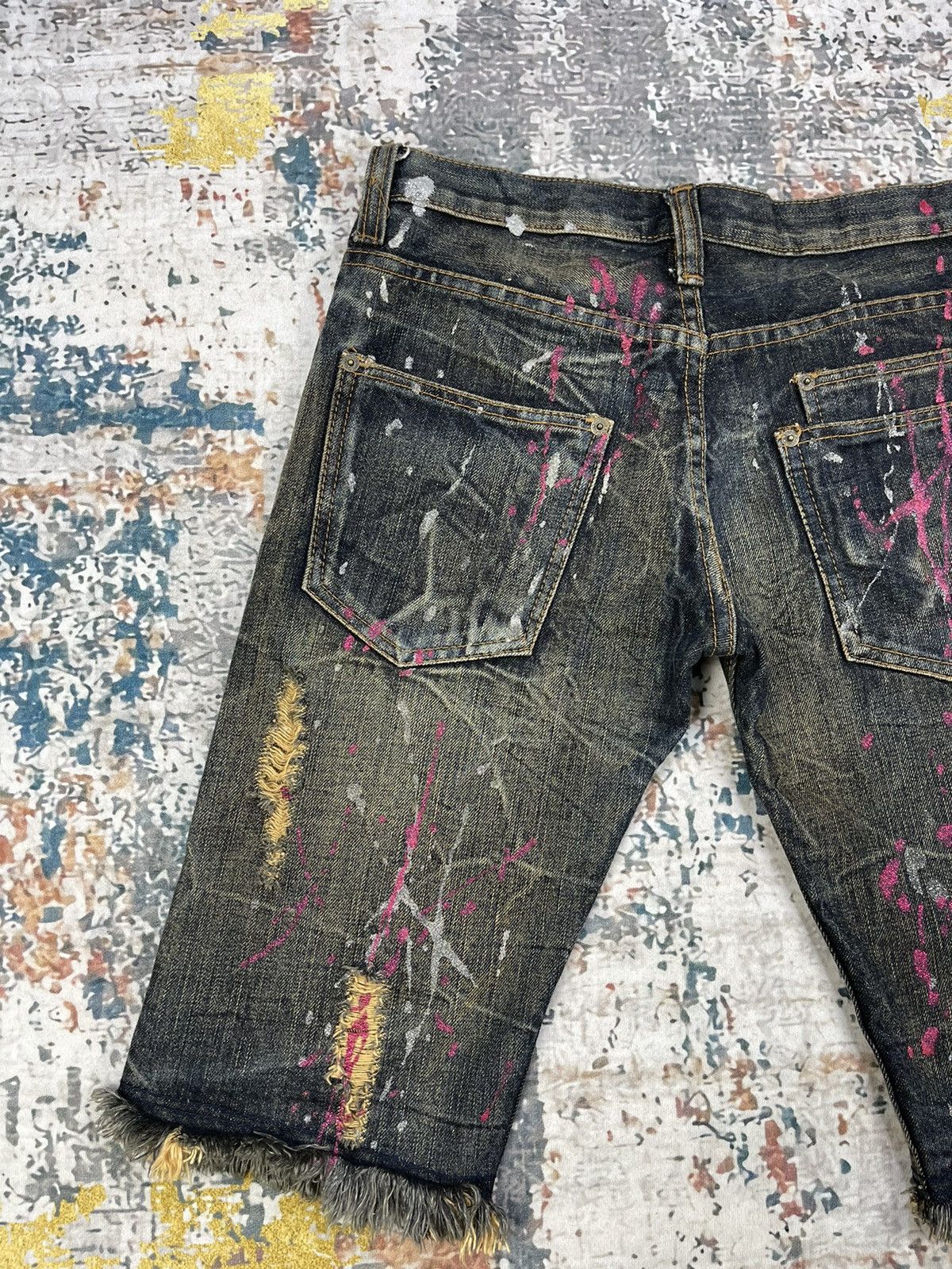 If Six Was Nine Slim Fit Ripped Painted Splash ISWN Style Short Denim Size US 30 / EU 46 - 7 Thumbnail