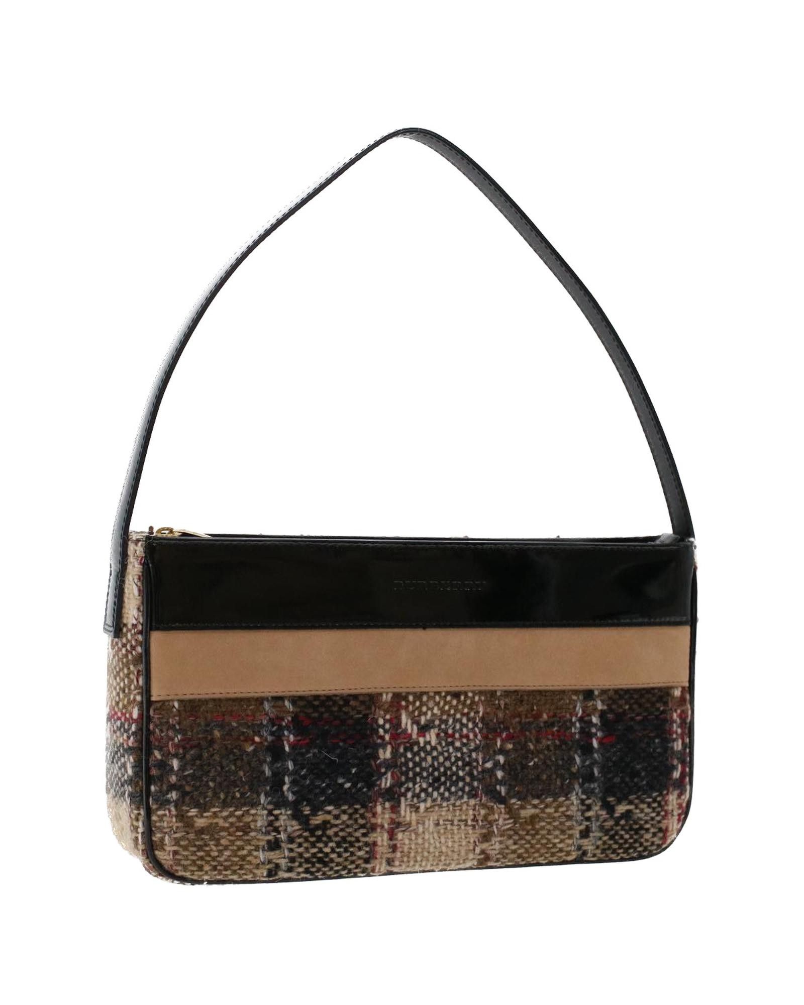 image of Burberry Authentic Nova Check Wool Hand Bag in Beige, Women's