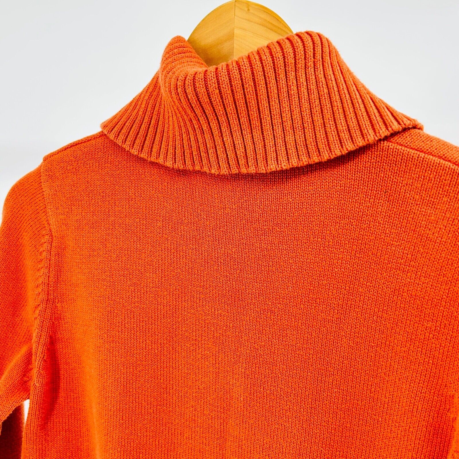 Vintage August Silk Burnt Orange 100% Cotton Half Button Turtleneck Size M / US 6-8 / IT 42-44 - 5 Thumbnail