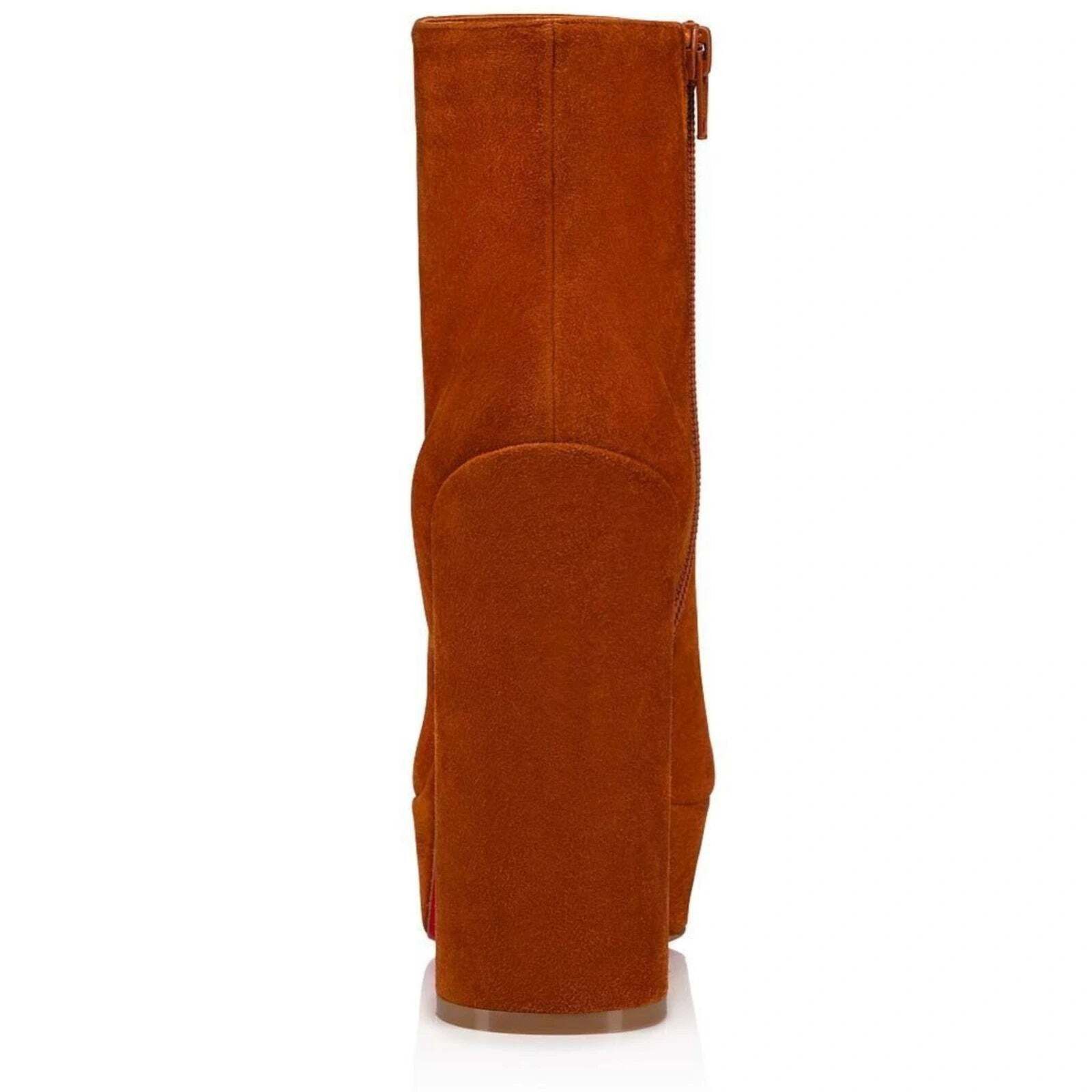 Christian Louboutin Movida Booty 130 Brown Foxy Platform Block Heel Boot 40 Size US 10 / IT 40 - 10 Thumbnail