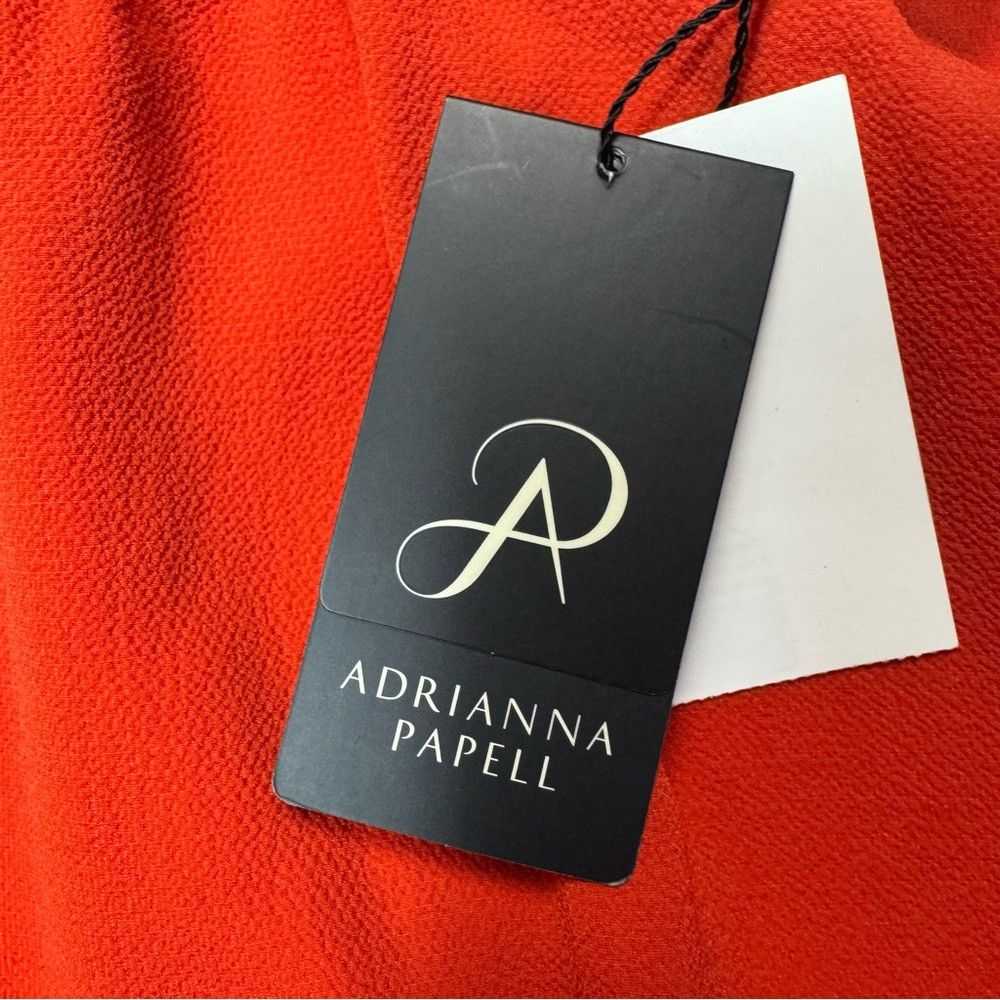 Adrianna Papell Adrianna Papell V-Neck Long Sleeve Smocked Waist Burnt Oran Size L / US 10 / IT 46 - 7 Thumbnail