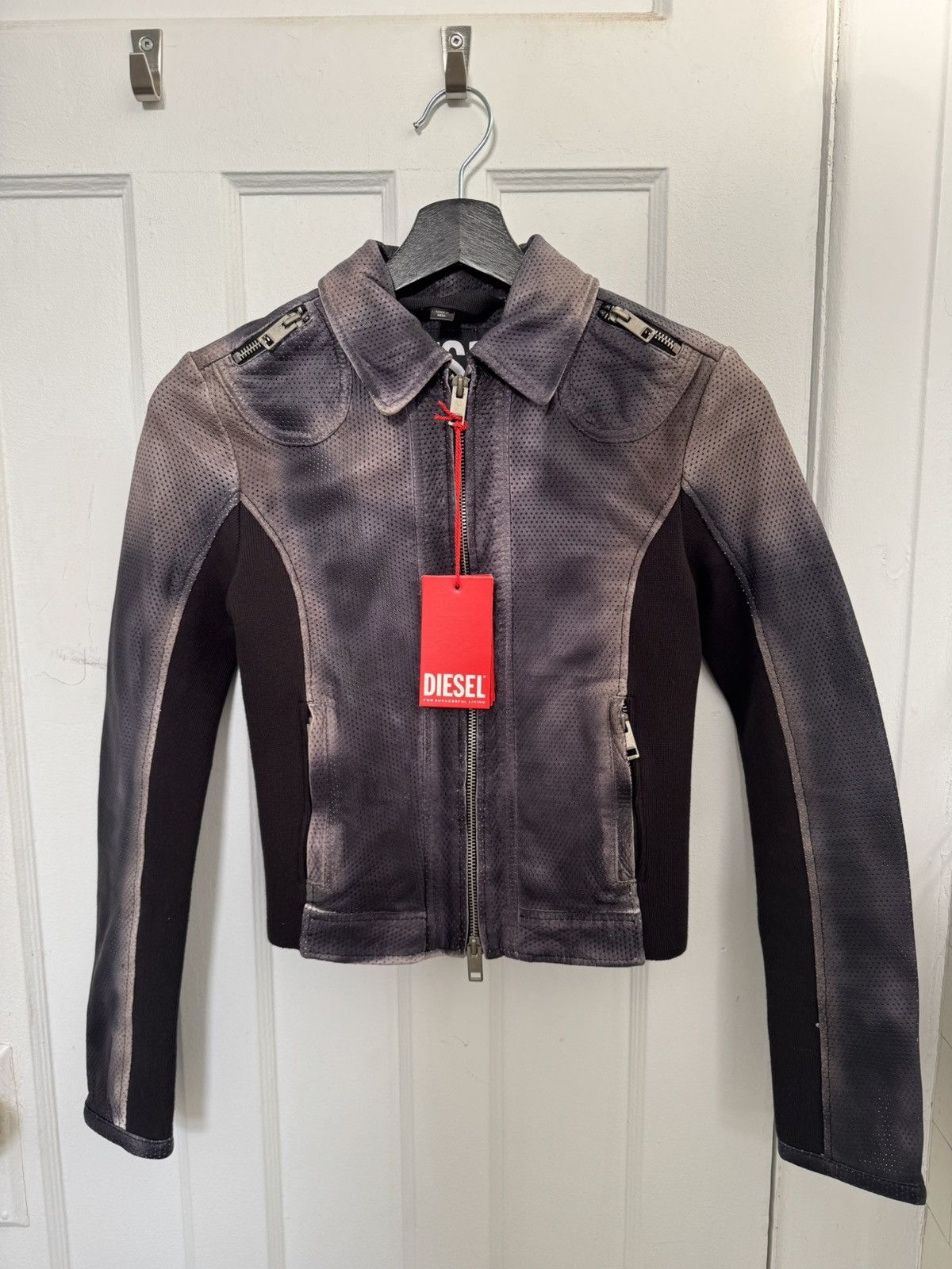Diesel Panelled perforated-leather jacket Size XS / US 0-2 / IT 36-38 - 1 Thumbnail