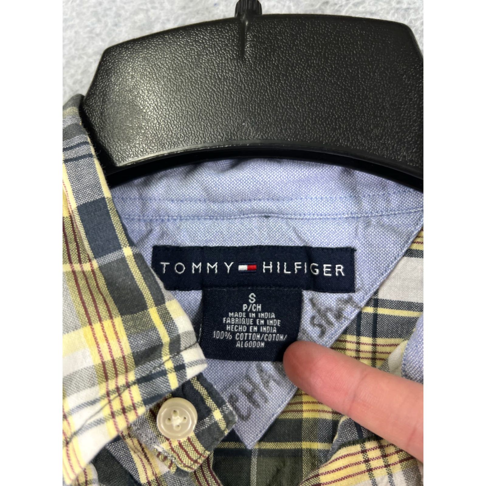 Tommy Hilfiger Tommy Hilfiger Shirt Men Small Yellow Black Plaid Button-Up Short Sleeve Cotton Size US S / EU 44-46 / 1 - 7 Thumbnail