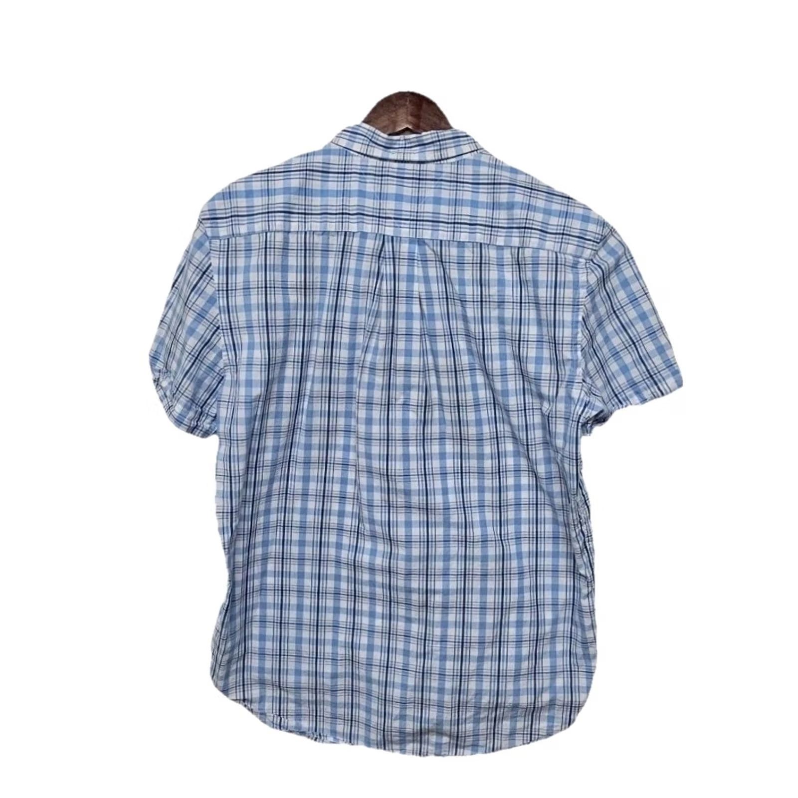 Tommy Hilfiger Tommy Hilfiger Custom Fit Shirt Men’s Large Blue Plaid Short Sleeve Shirt Button-Up Casual Size US M / EU 48-50 / 2 - 5 Thumbnail