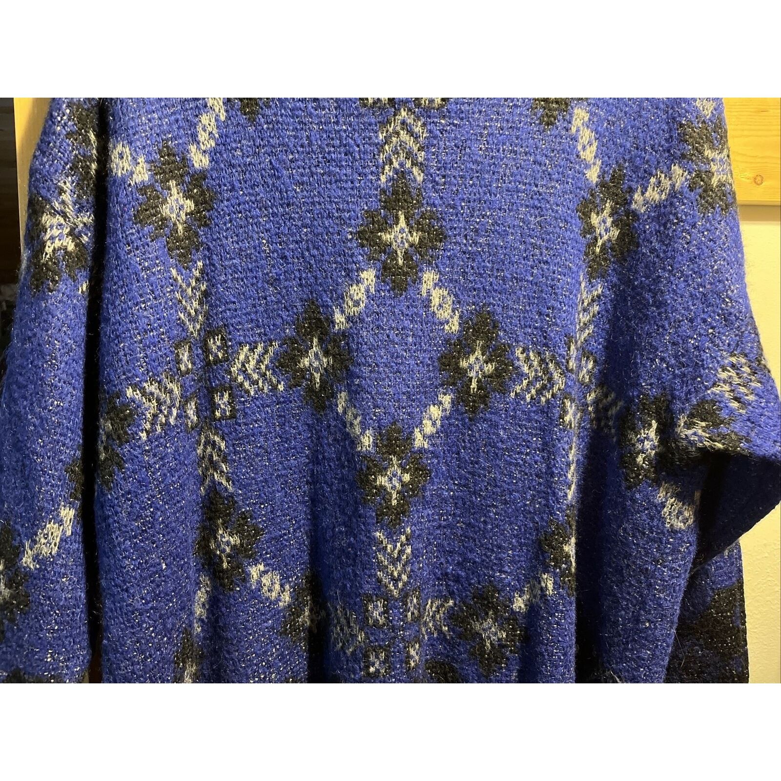 United Colors Of Benetton Benetton VTG L 46 Blue Argyle Acrylic Mohair Nylon Sweater Size L / US 10 / IT 46 - 13 Thumbnail