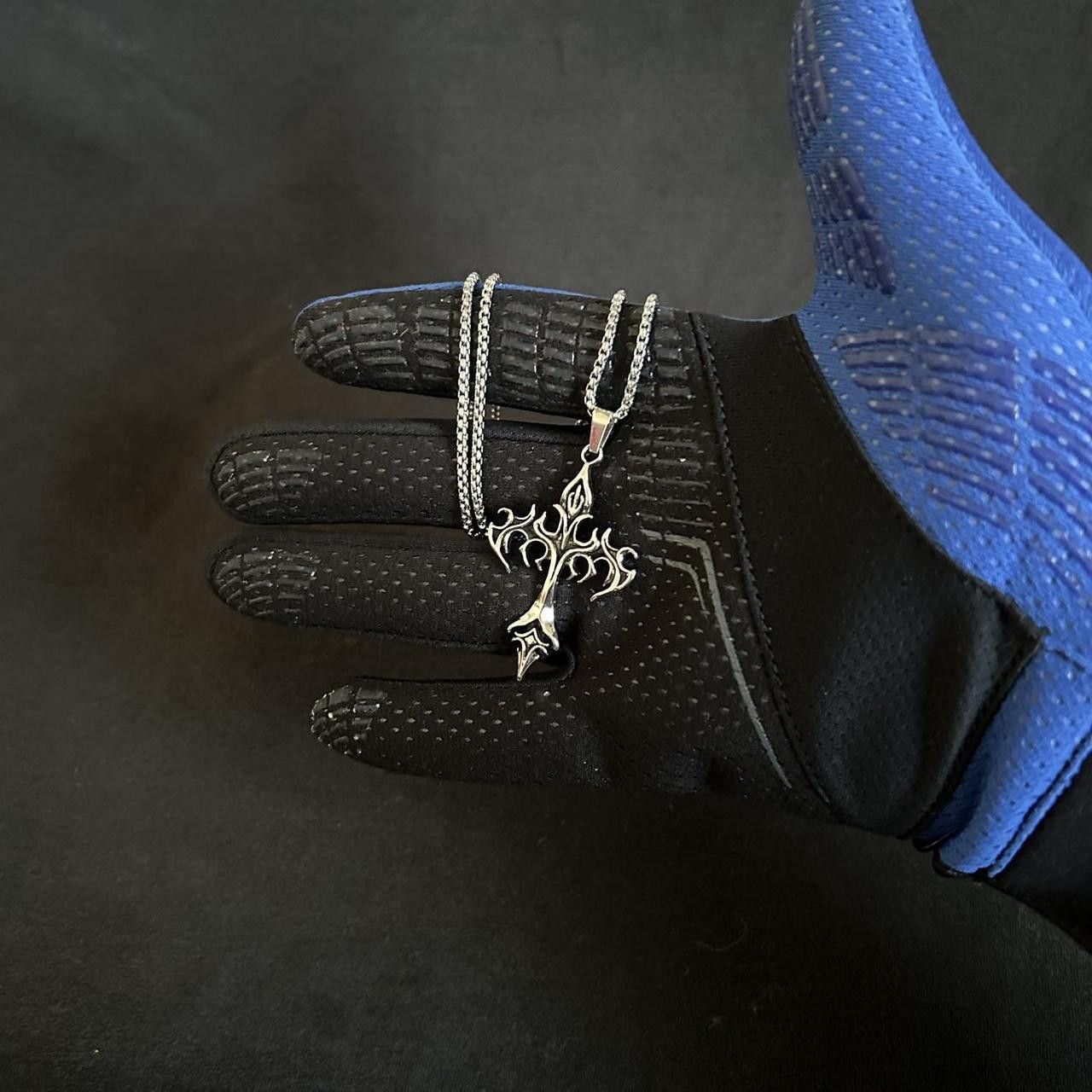 Japanese Brand × Vintage Y2K 2000s Silver Goth Punk Cross Enamel Pendant Chain Size ONE SIZE - 4 Thumbnail