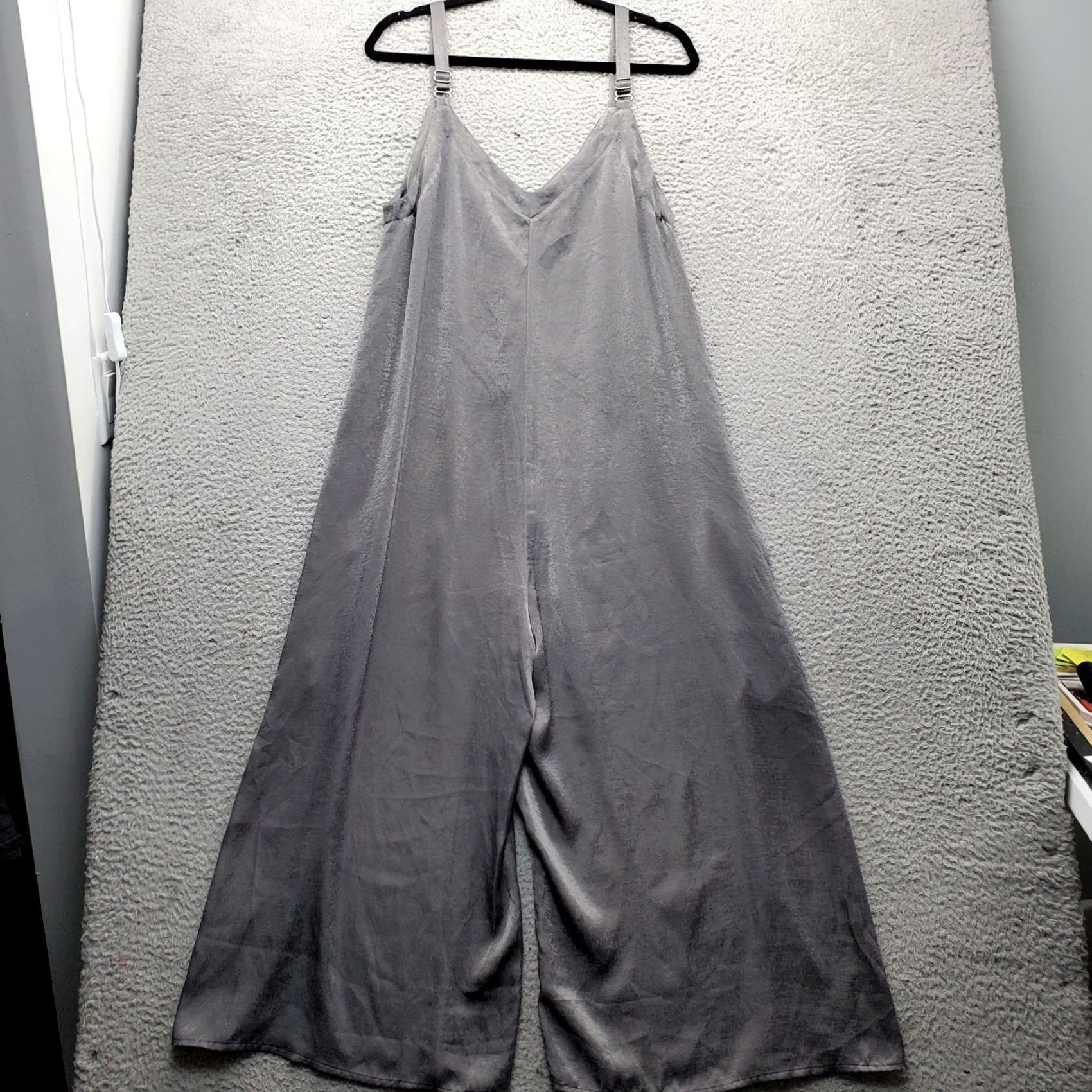 Vintage Astars Arizona Jumpsuit Womens M Gray Evening Shimmer V-Neck Adjustable Strap Size 32" / US 10 / IT 46 - 2 Thumbnail