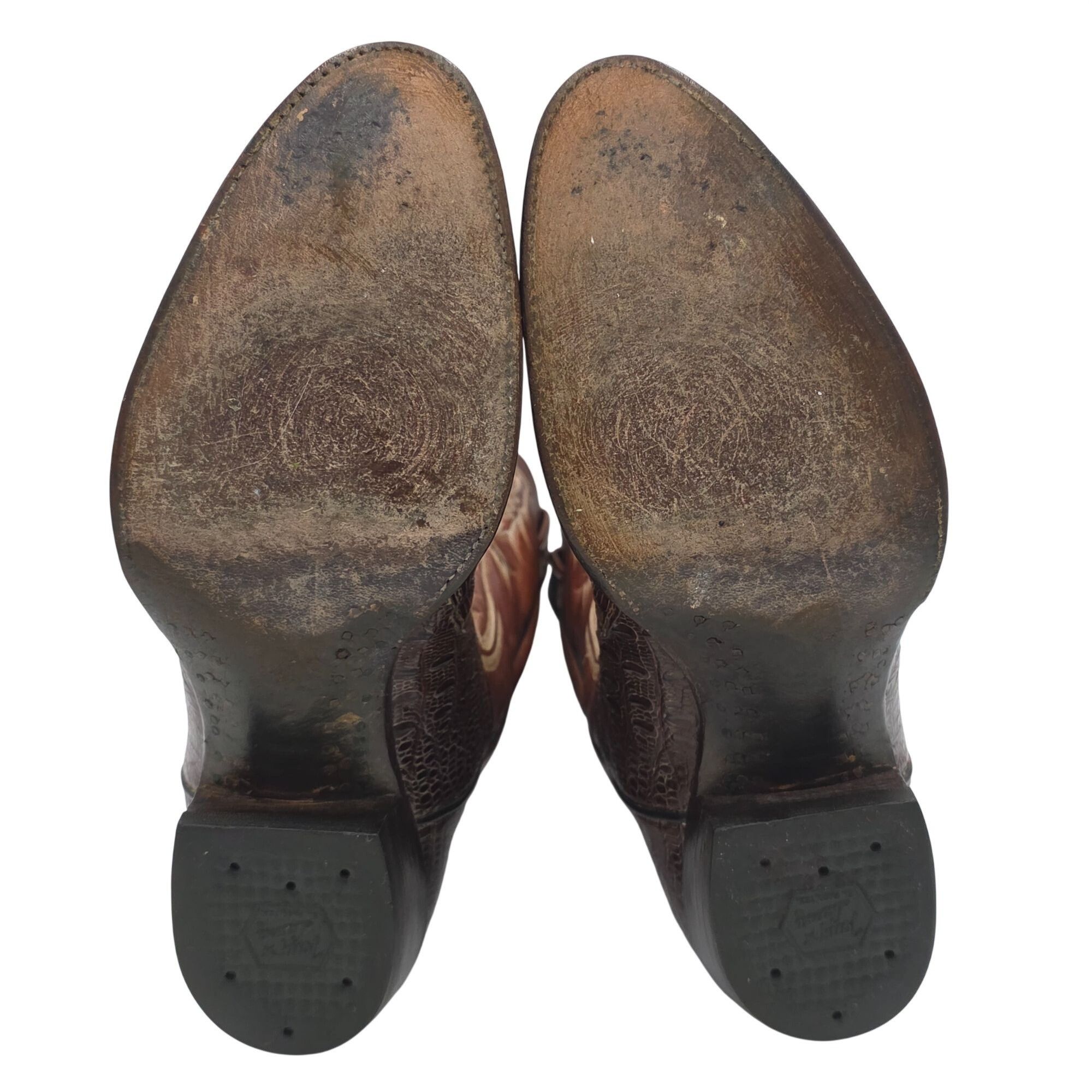 Tony Lama Vintage El Rey Tony Lama HBL Exotic Men 9D Brown Cowboy Boot Size US 9 / EU 42 - 6 Thumbnail