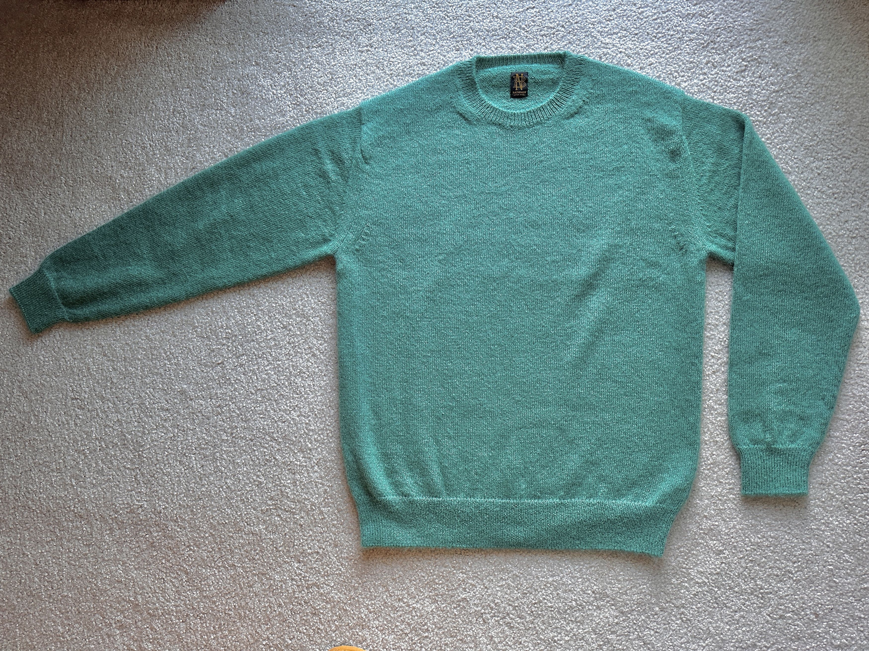 Batoner Batoner Pure 100% Mohair Teal Green Crewneck Wool Sweater Size US L / EU 52-54 / 3 - 6 Thumbnail
