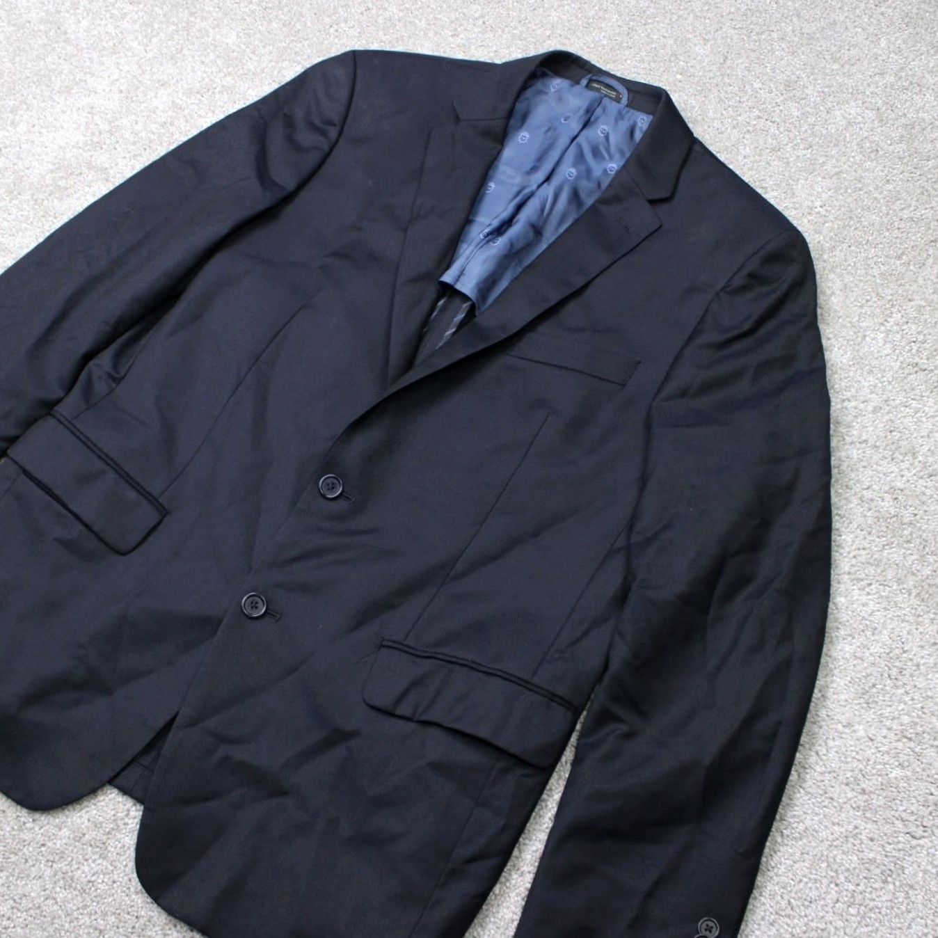 John Varvatos John Varvatos Blazer Mens 44R Black Wool Jacket Casual Business 2 Button Notch Front Single-Breasted 4-Button Sleeve Dry Clean Only Mens Blazer Size 44R - 2 Thumbnail