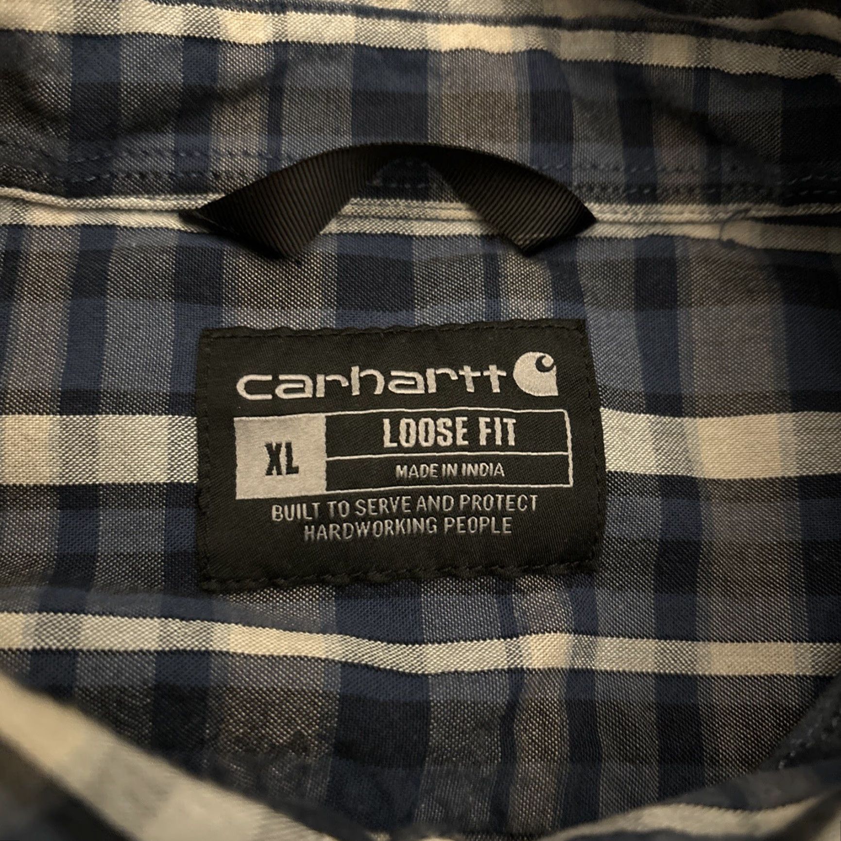 Carhartt Carhartt Shirt Men XL Blue Plaid Loose Fit Short Sleeve Button-Down Workwear Shirt Size US XL / EU 56 / 4 - 3 Thumbnail