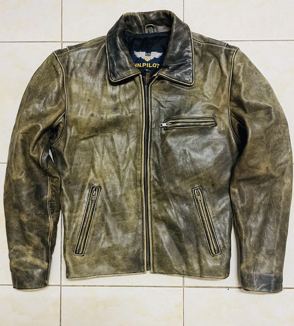 Leather VINTAGE HN.PILOT LEATHER RIDER JACKET JAPAN Size US S / EU 44-46 / 1 - 1 Thumbnail