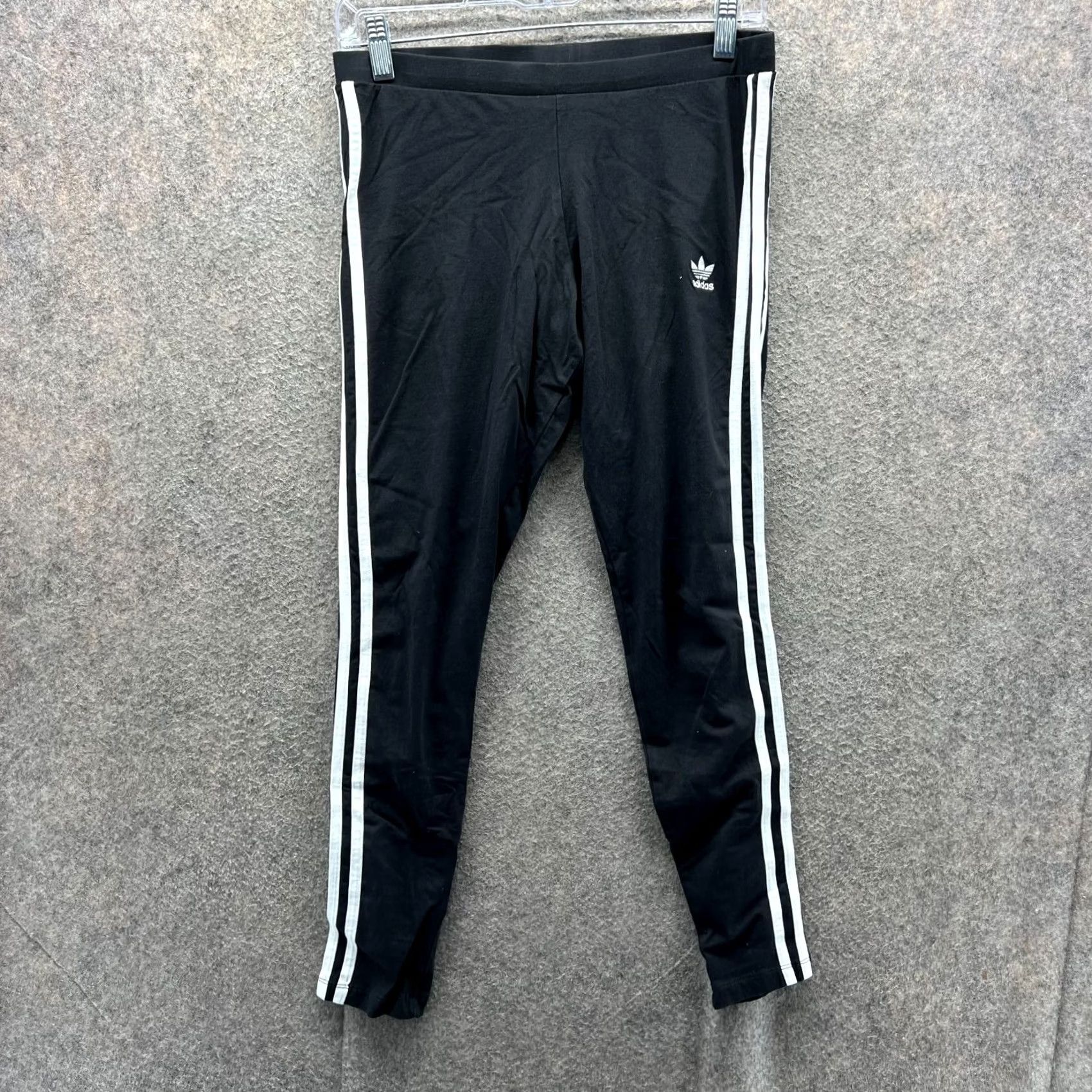 Adidas Adidas Leggings Womens M Black White 3 Stripes Stretchy Slim Pants Trefoil Size 32" / US 10 / IT 46 - 2 Thumbnail