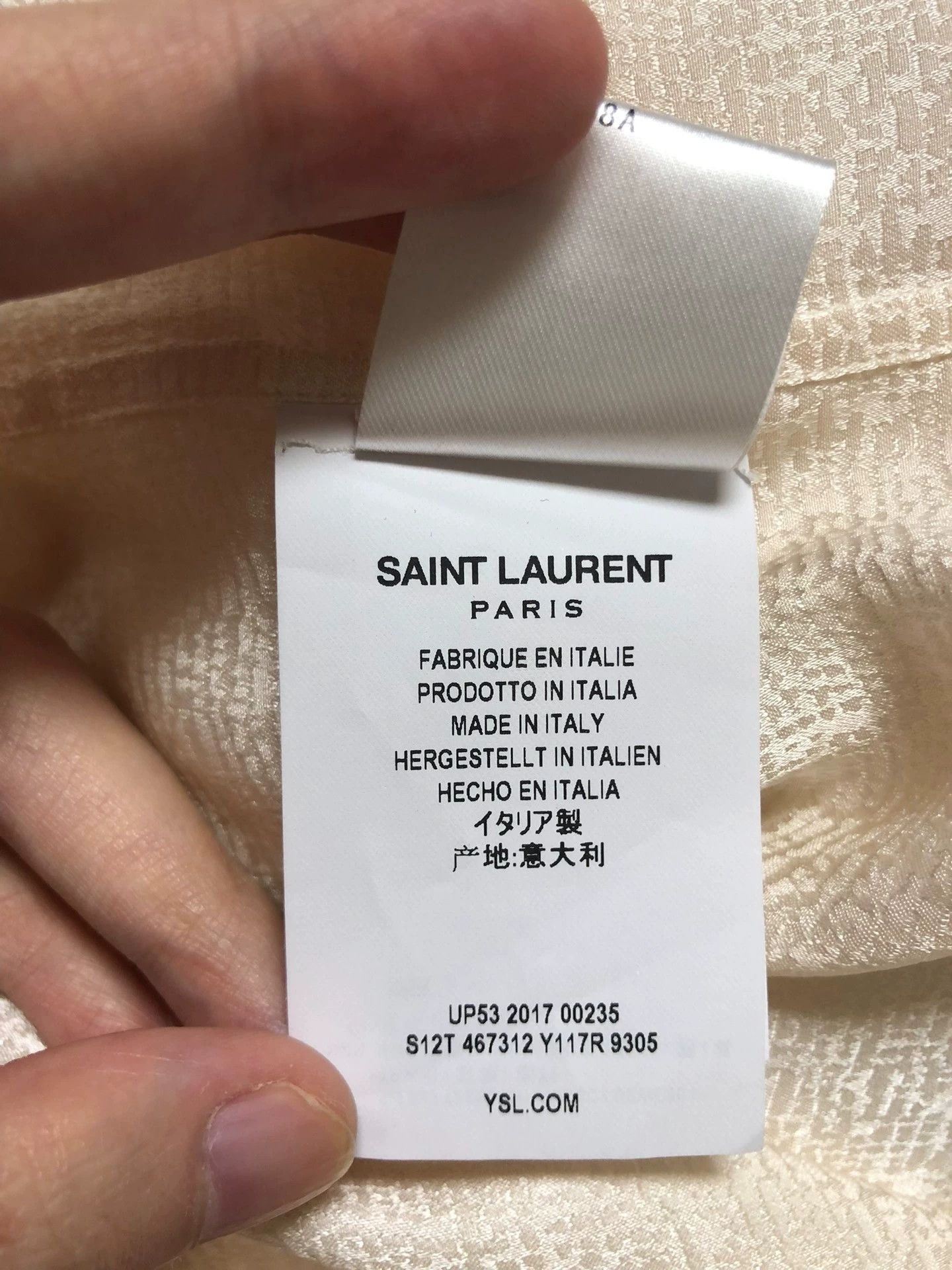 Saint Laurent Paris Saint Laurent Henley Collar Off-White Patterned Shirt Size ONE SIZE - 8 Thumbnail
